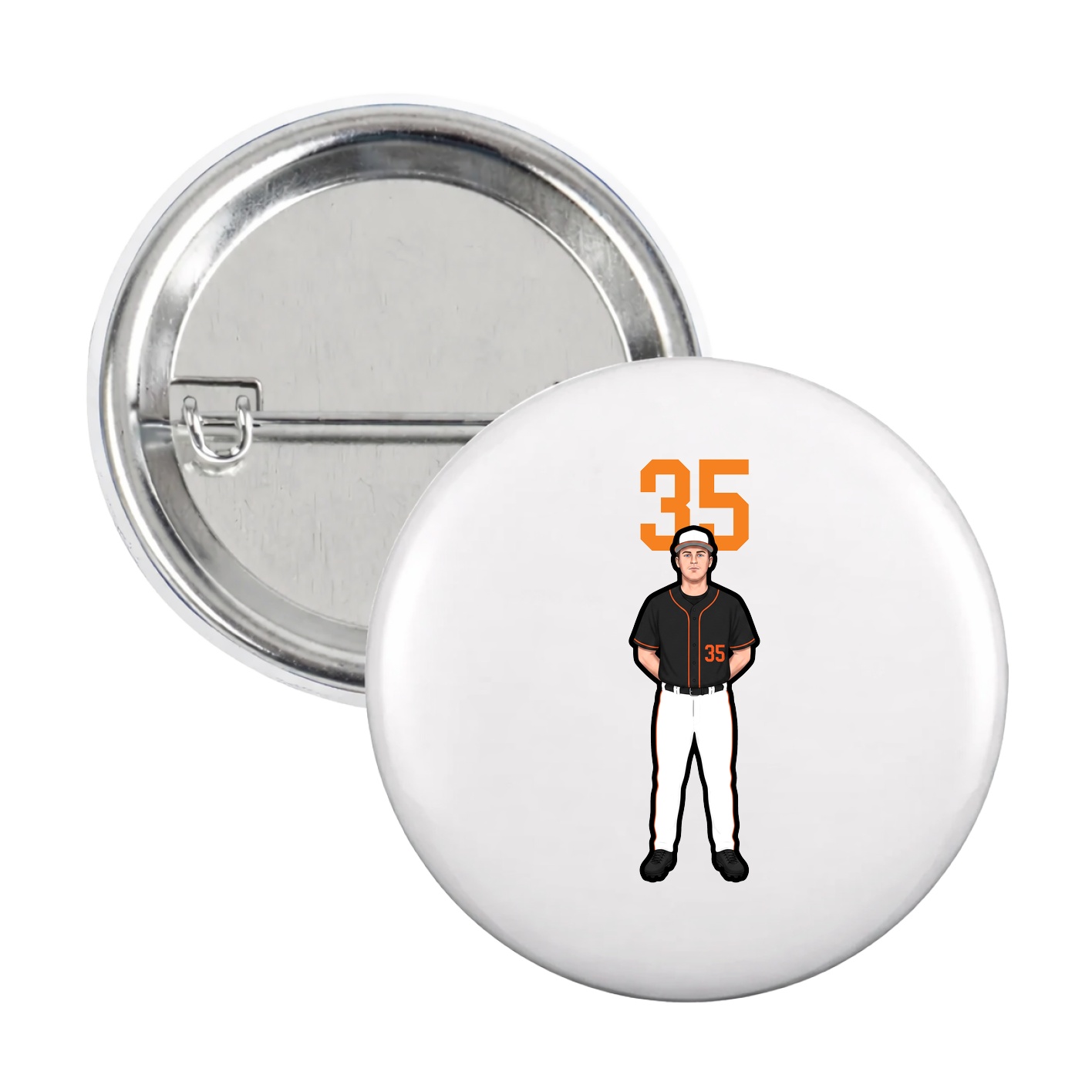 Game Day Button — Number Top in White