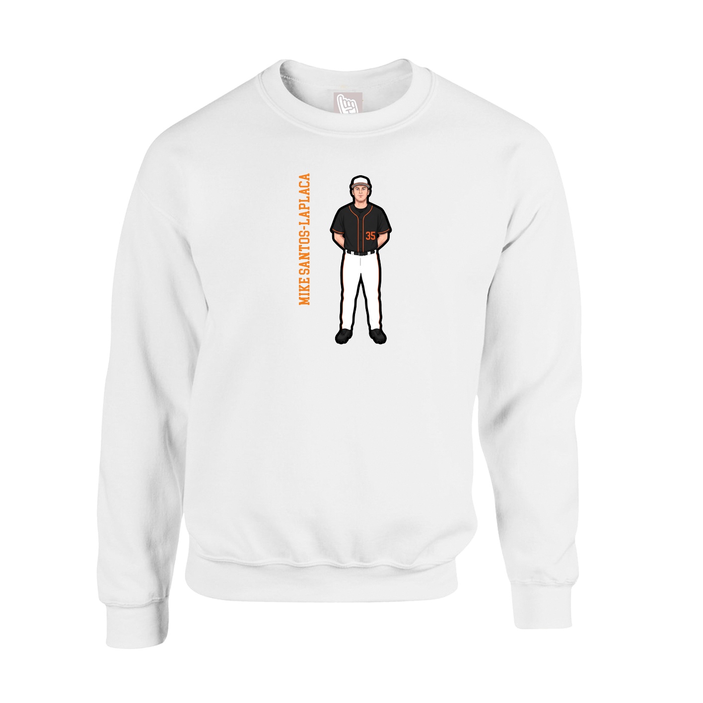 Fleece Crew — Name Vertical in White