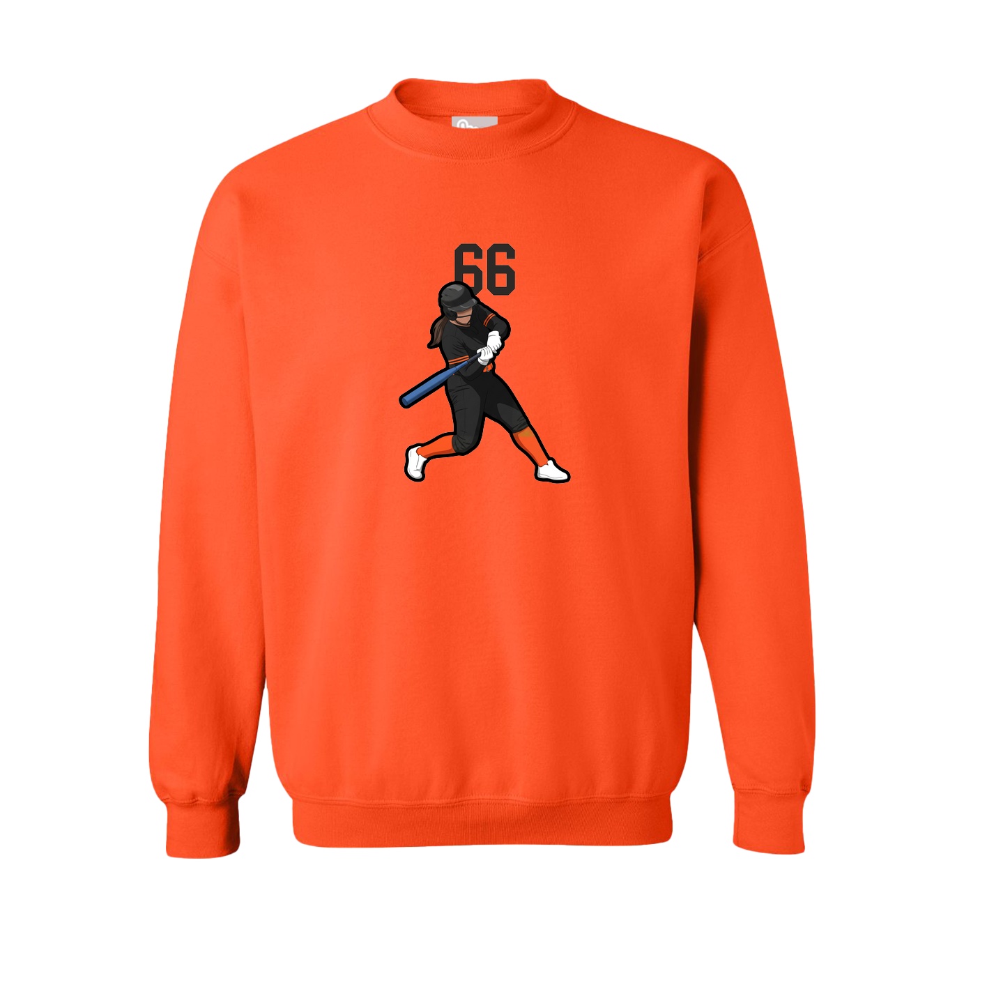 Fleece Crew — Number Top in Orange