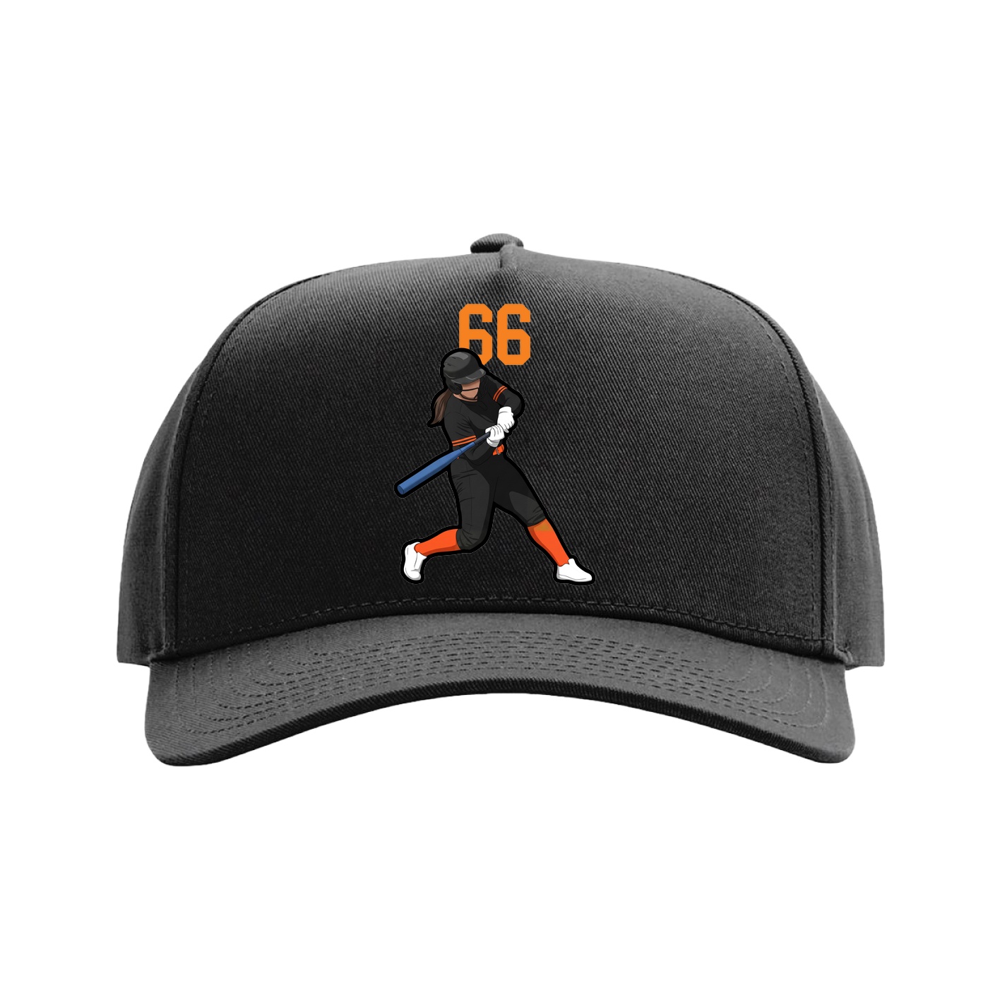 Full Fabric Five-Panel Champ Cap — Number Top in Black