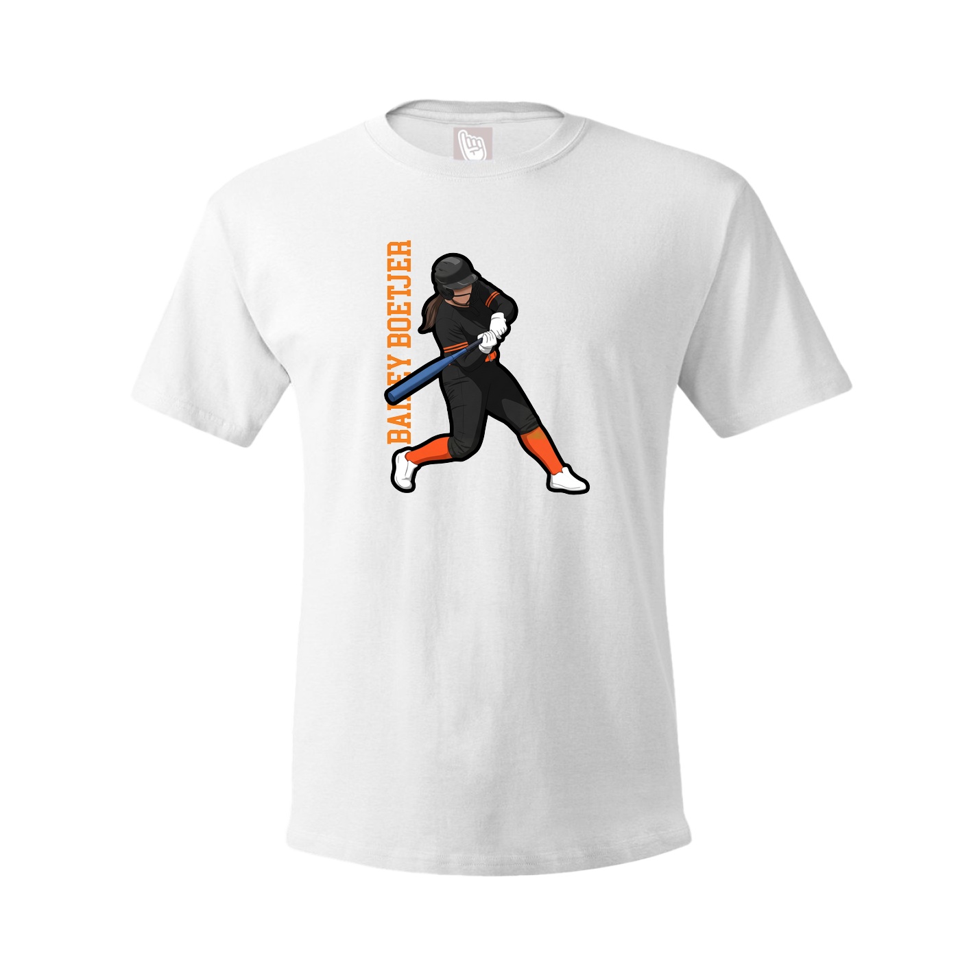 Youth Tee — Name Vertical in White