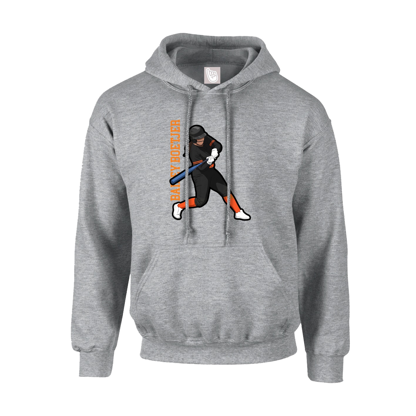 Hoodie — Name Vertical in Grey