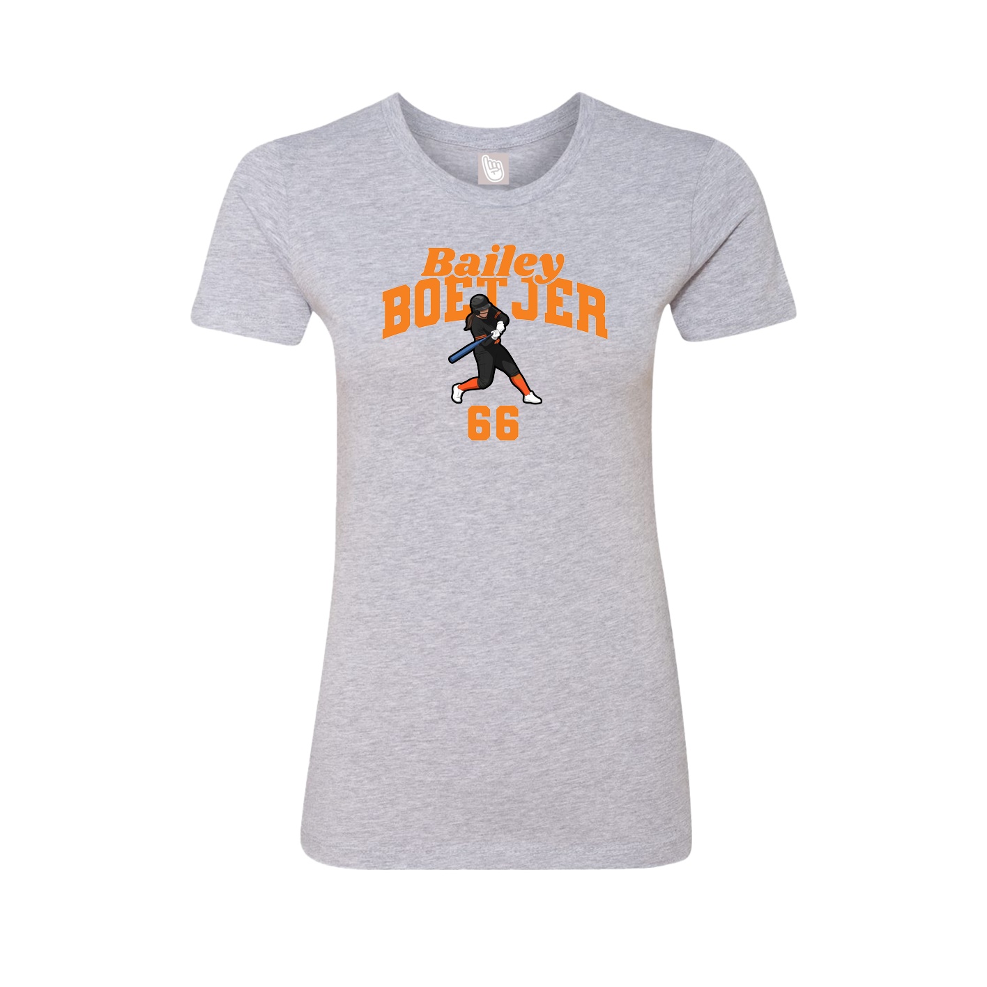 Fitted Women's Tee — Signature Arch in Grey