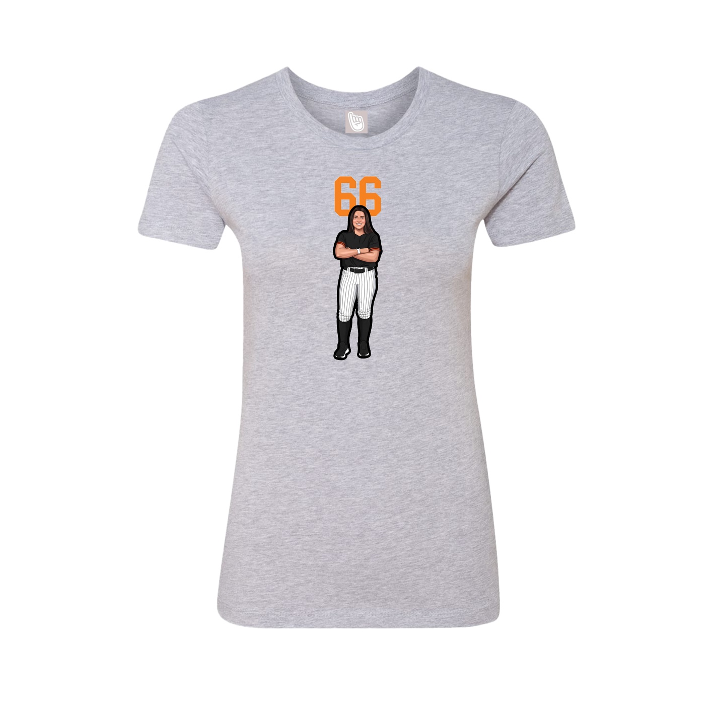 Fitted Women's Tee — Number Top in Grey