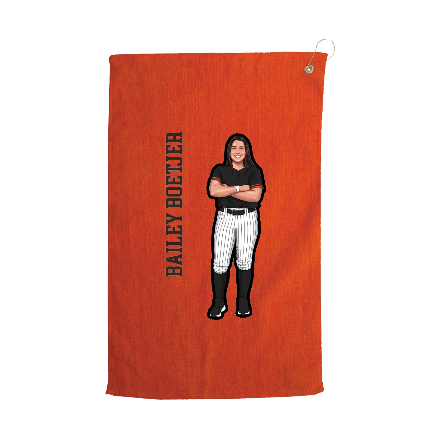 Golf Towel — Name Vertical in Orange