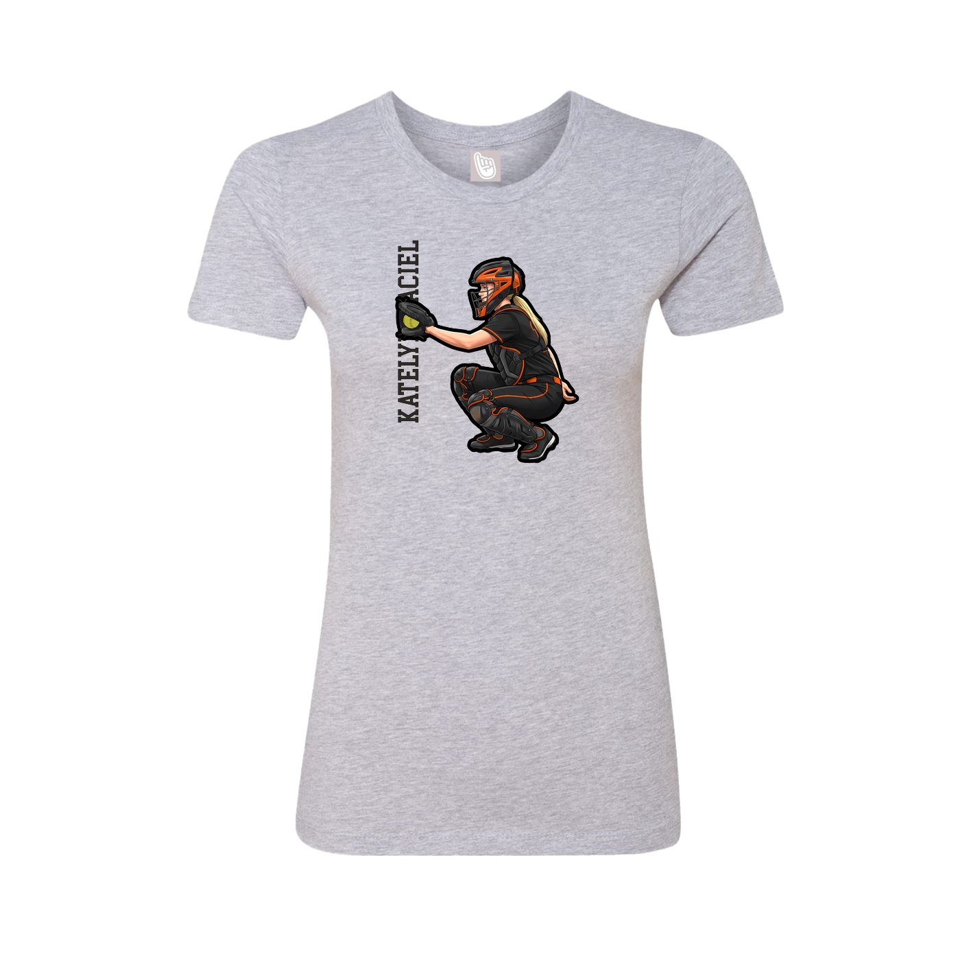 Fitted Women's Tee — Name Vertical in Grey