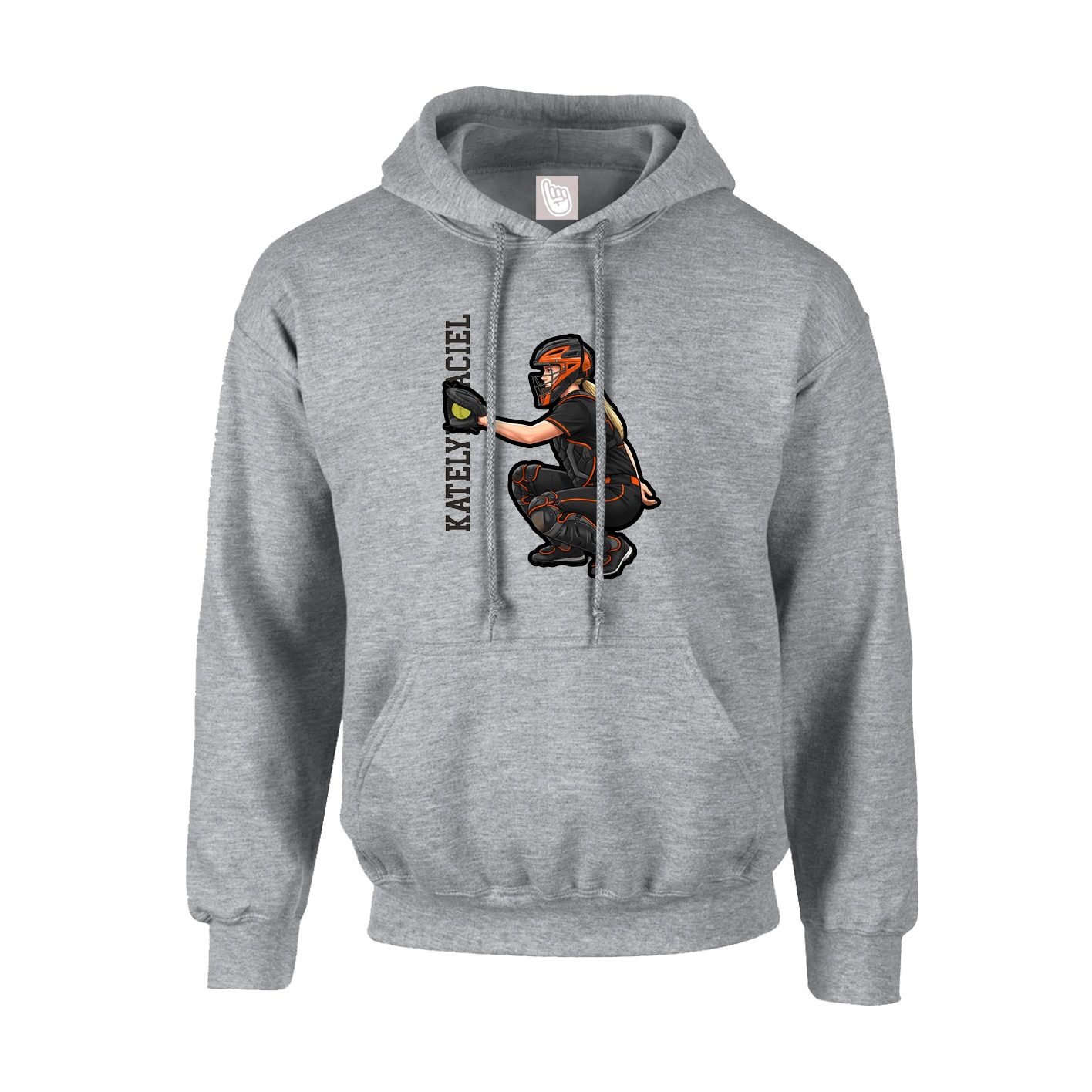 Youth Hoodie — Name Vertical in Grey