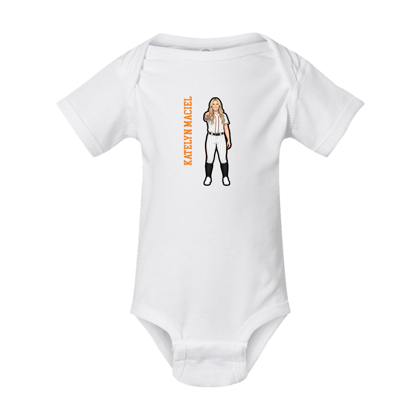 Baby Onesie — Name Vertical in White