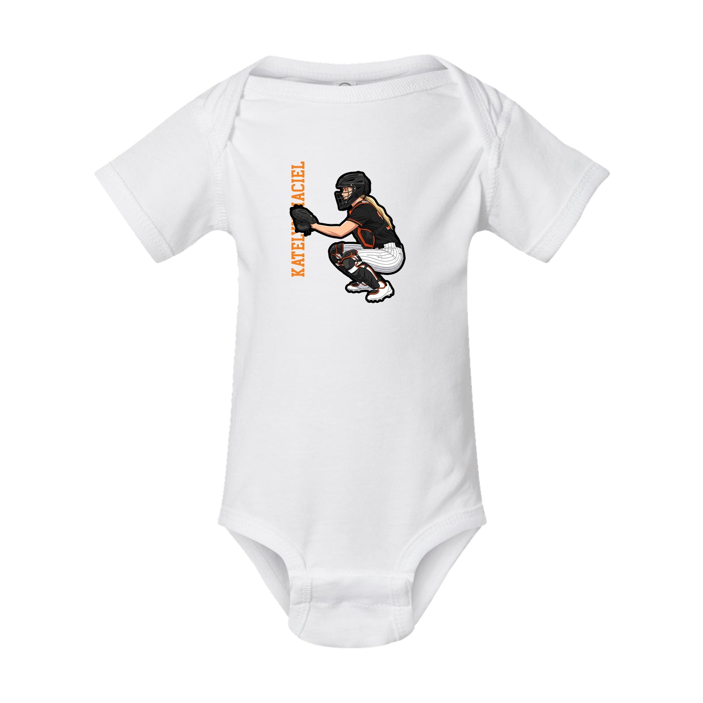 Baby Onesie — Name Vertical in White