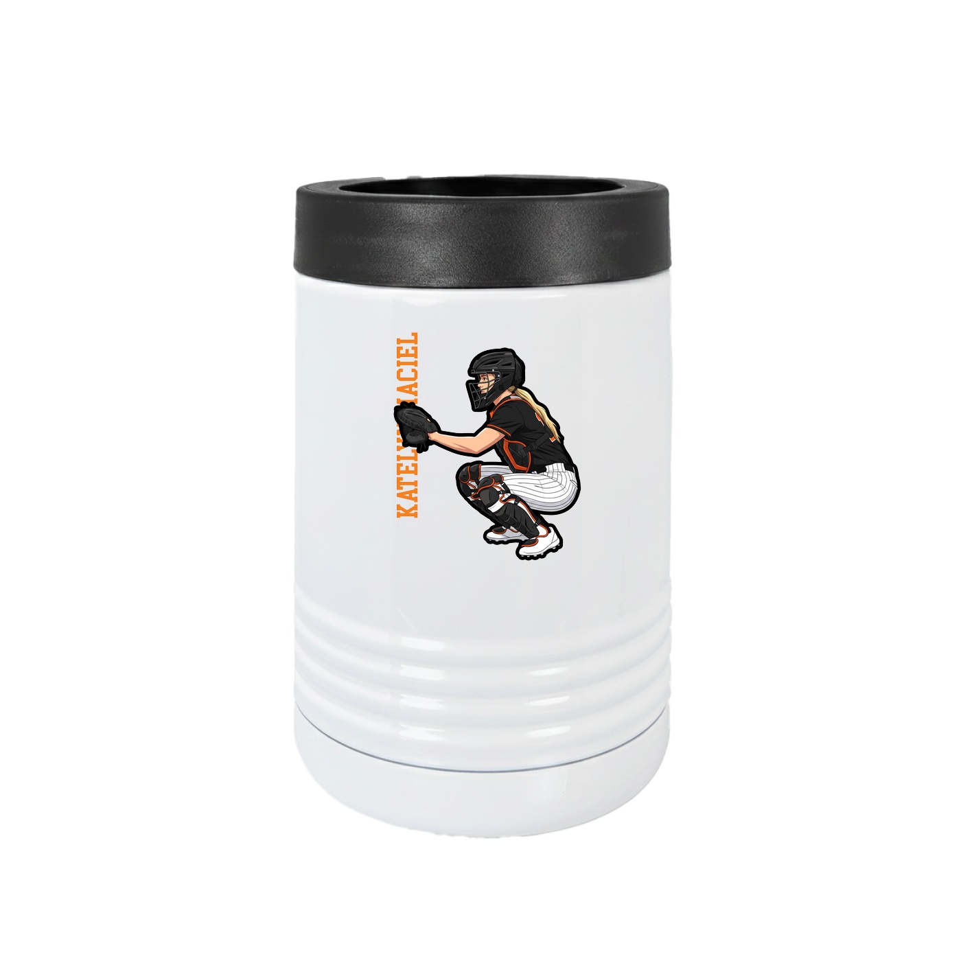Beverage Holder — Name Vertical in White