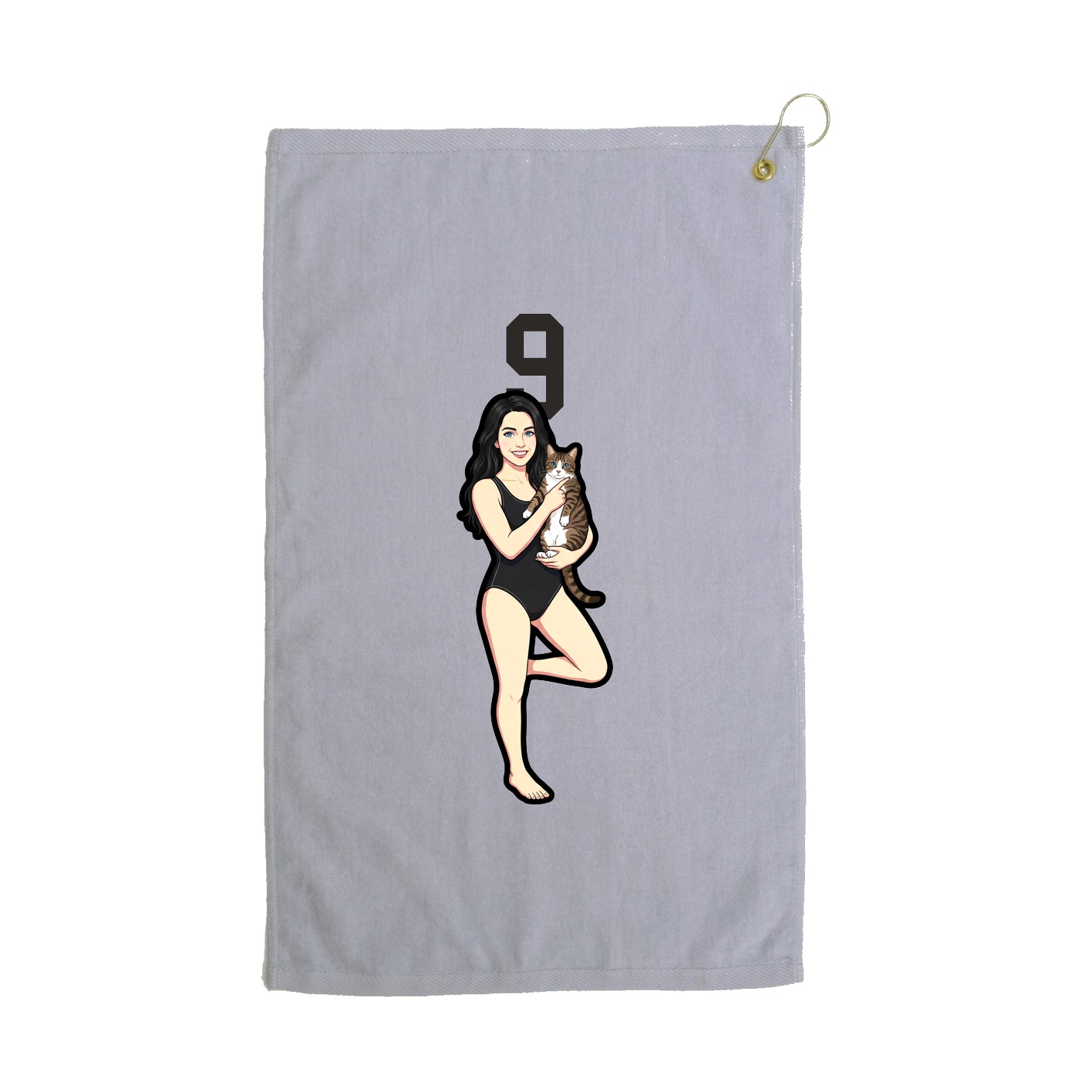 Golf Towel — Number Top in Grey