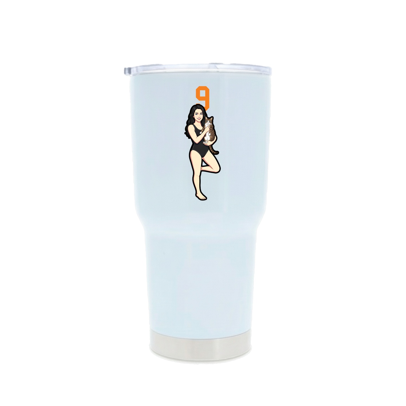 30oz Stainless Steel Tumbler — Number Top in White