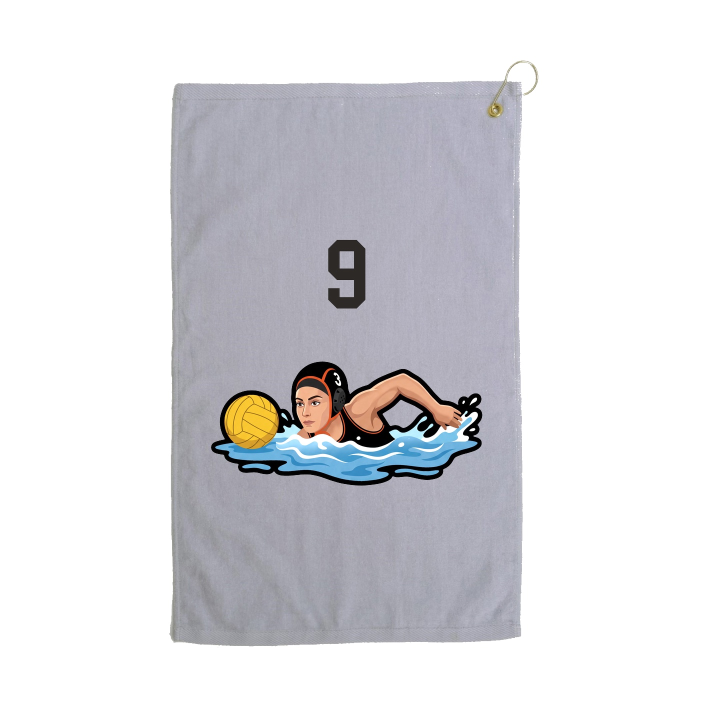 Golf Towel — Number Top in Grey