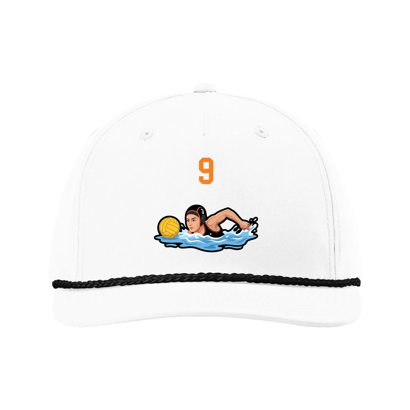 Five-Panel Classic Rope Cap — Number Top in White