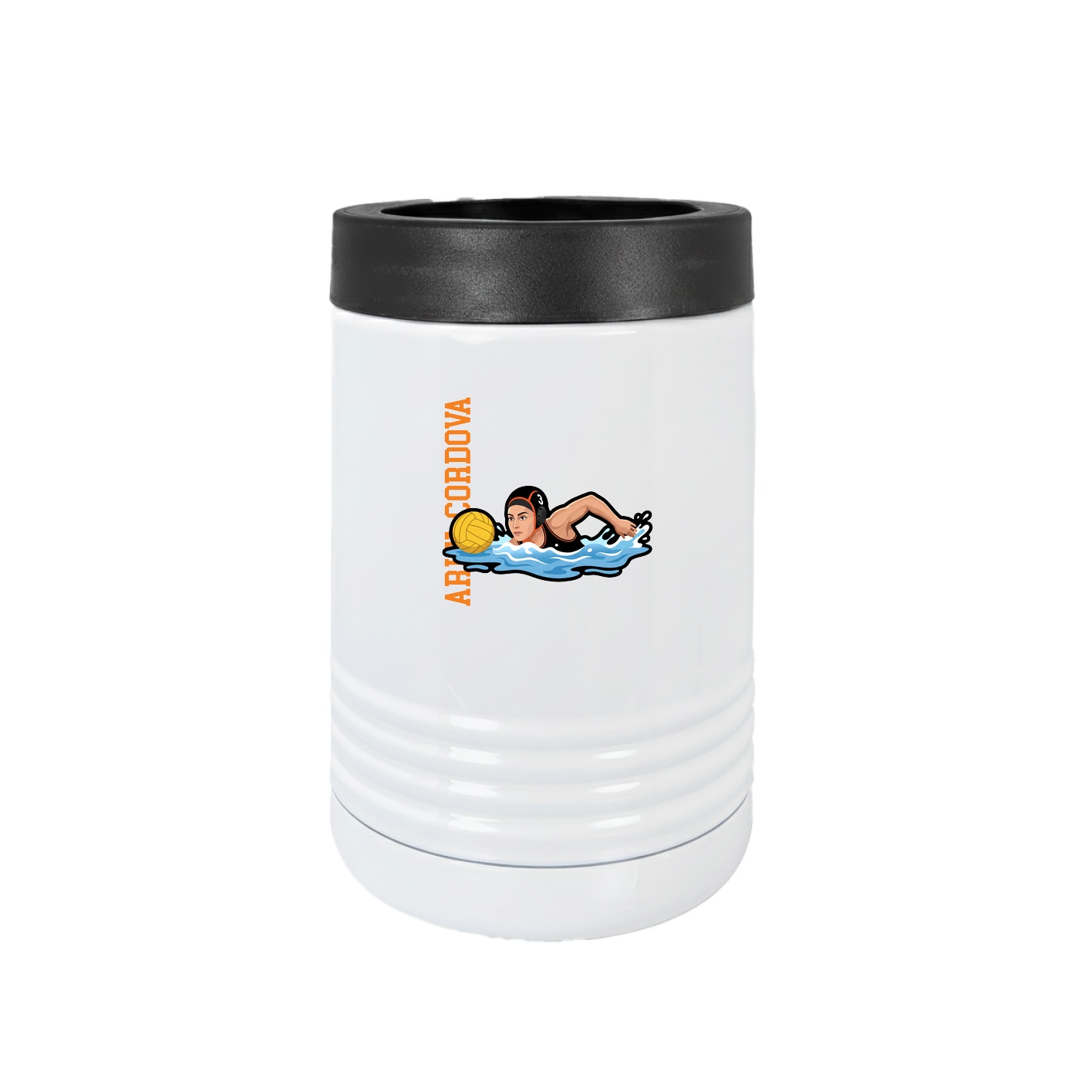 Beverage Holder — Name Vertical in White
