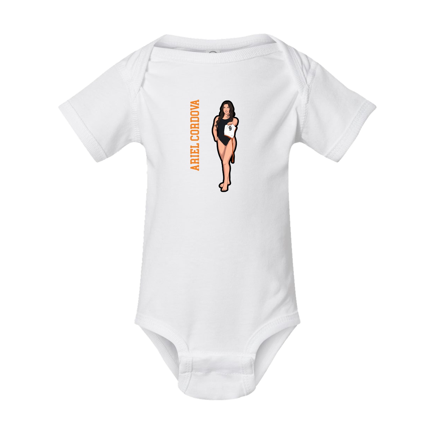 Baby Onesie — Name Vertical in White