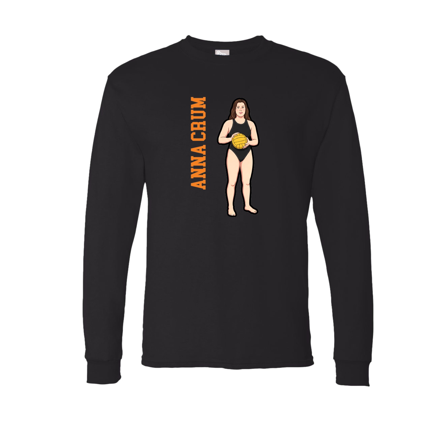 Long Sleeve Tee — Name Vertical in Black