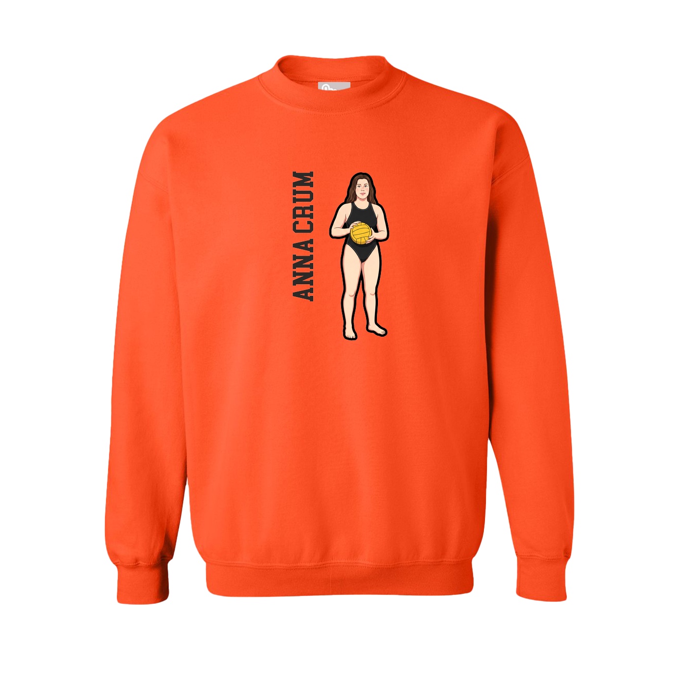 Fleece Crew — Name Vertical in Orange
