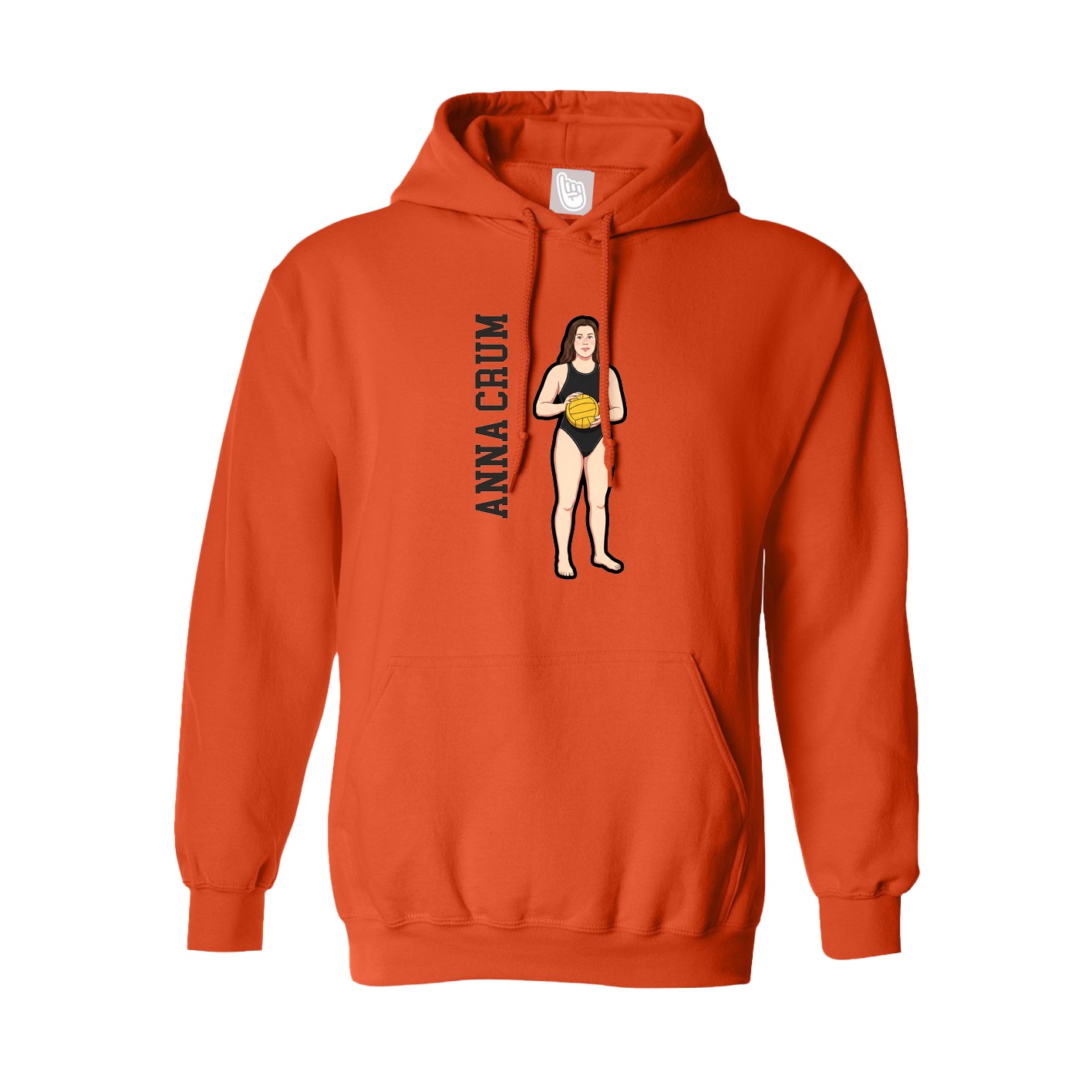 Youth Hoodie — Name Vertical in Orange