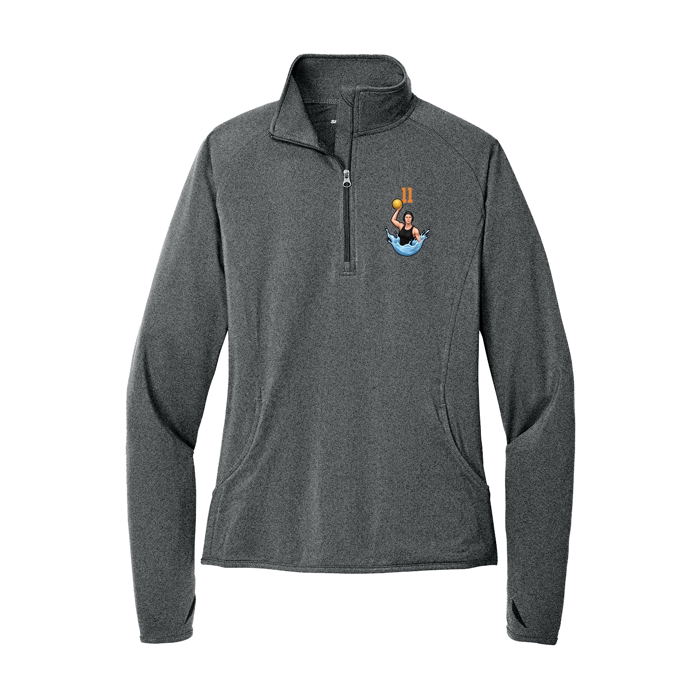 Women's Q-Zip Pullover — Number Top in Grey