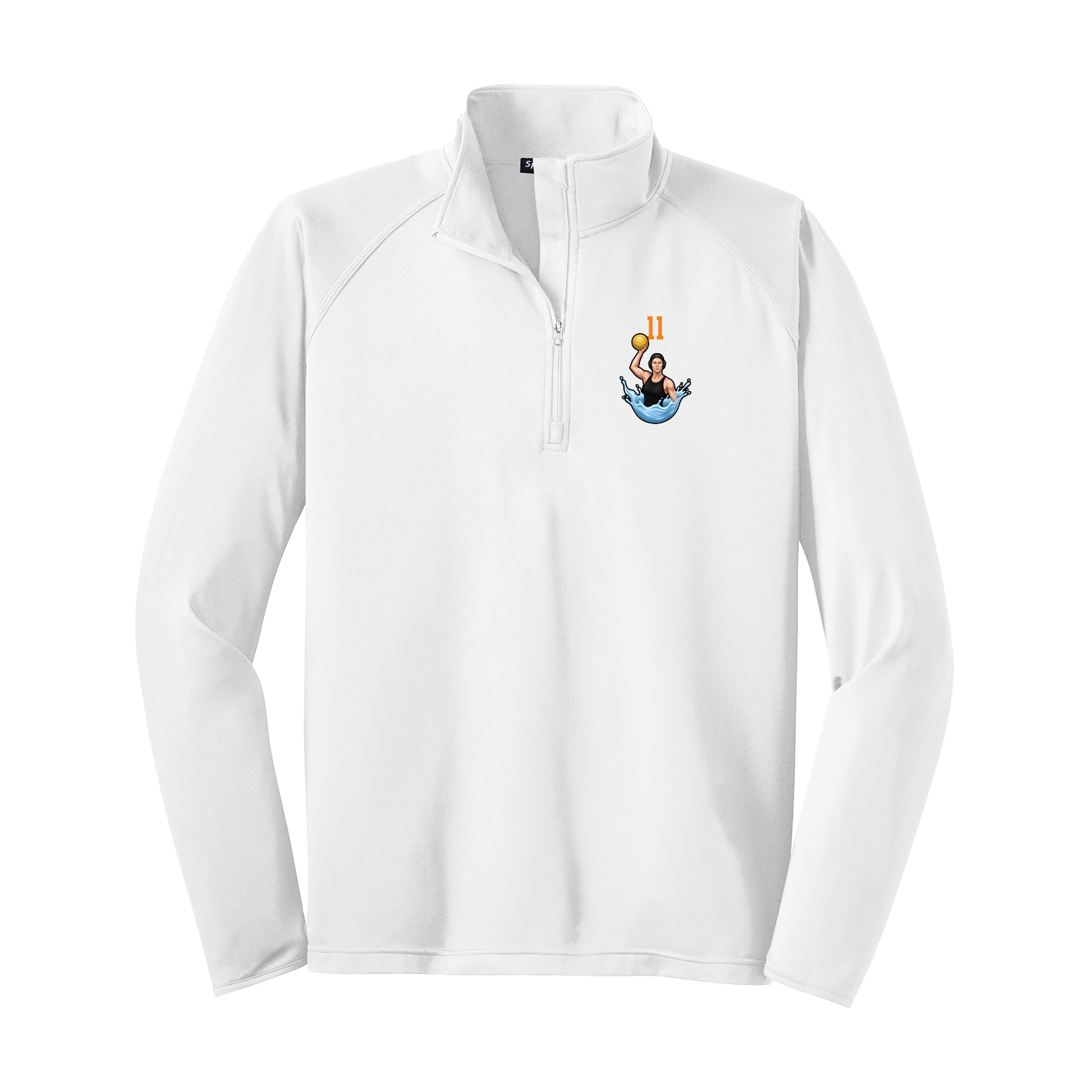 Q-Zip Pullover — Number Top in White