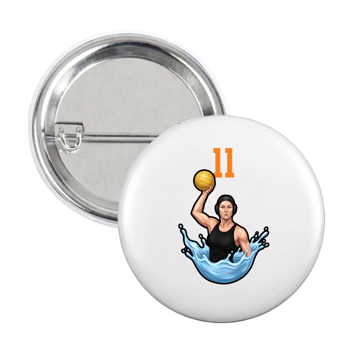 Game Day Button — Number Top in White