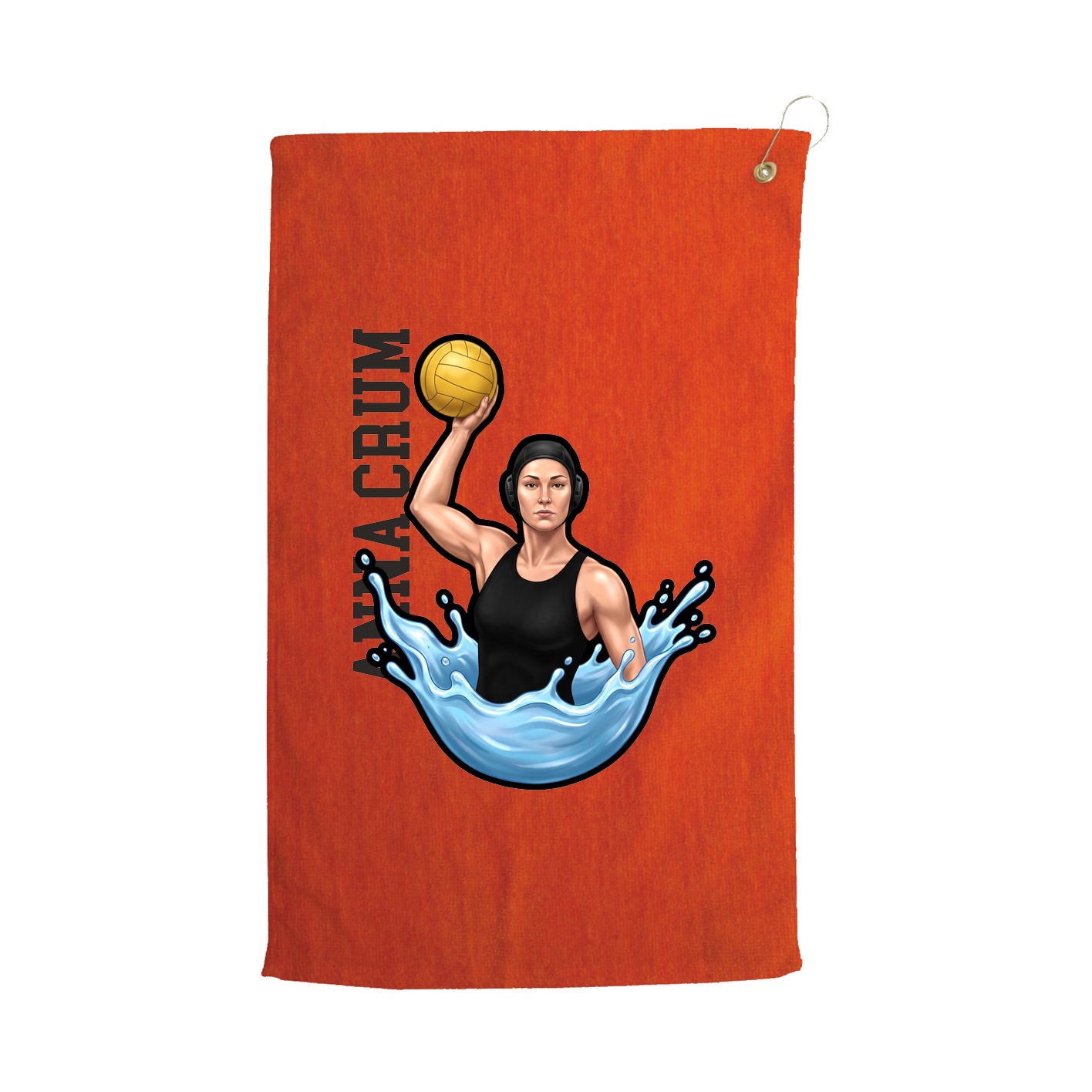 Golf Towel — Name Vertical in Orange
