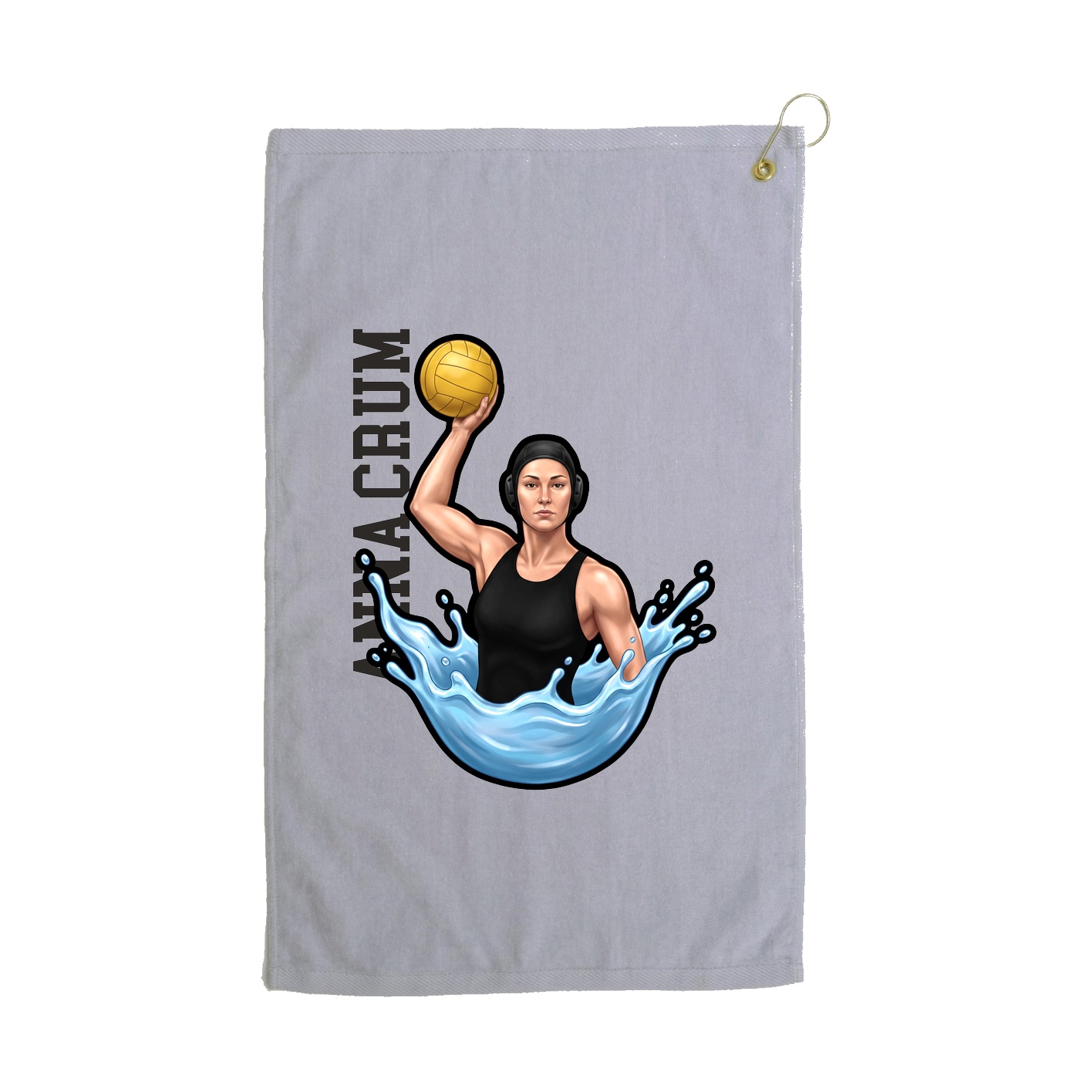 Golf Towel — Name Vertical in Grey