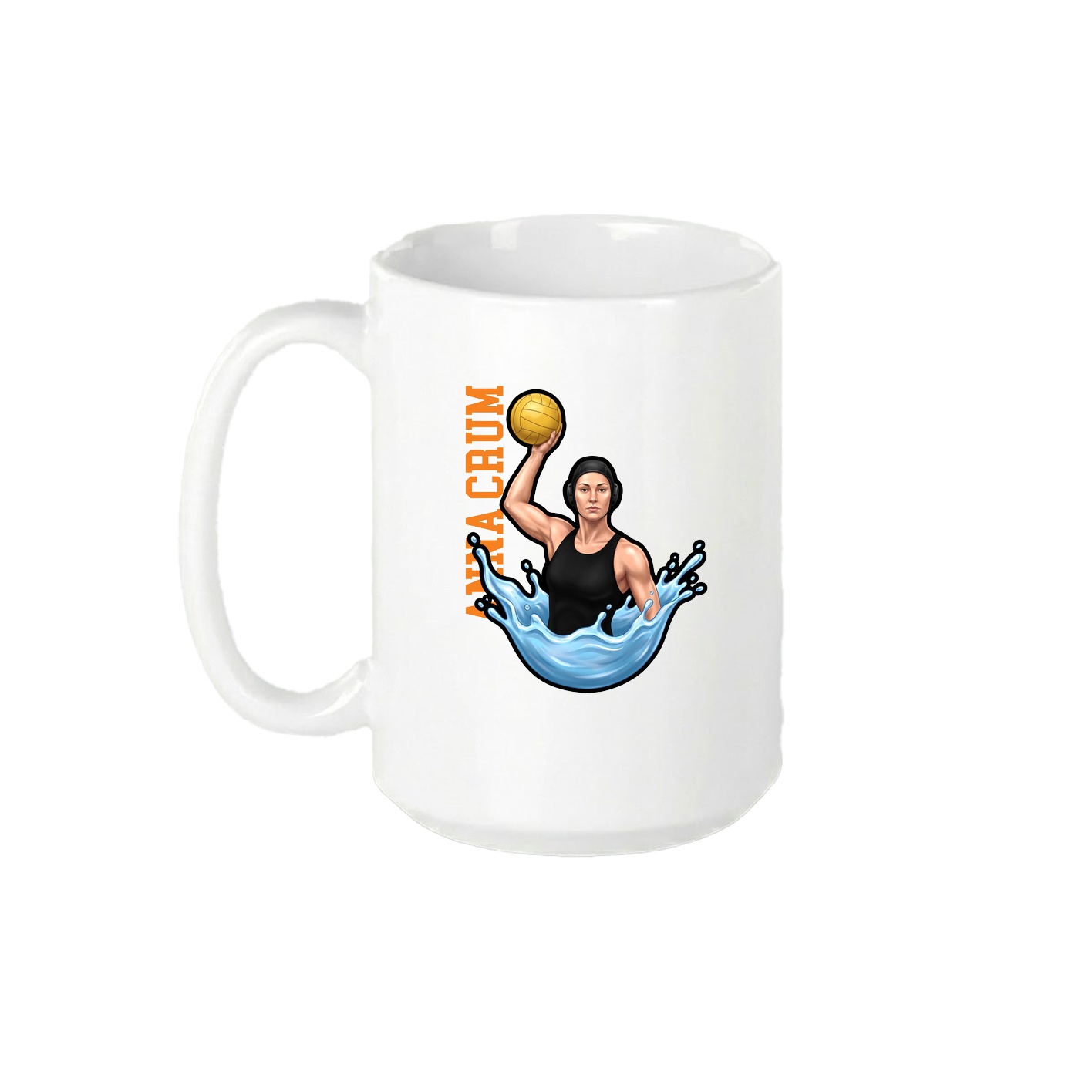 15oz Coffee Mug — Name Vertical in White