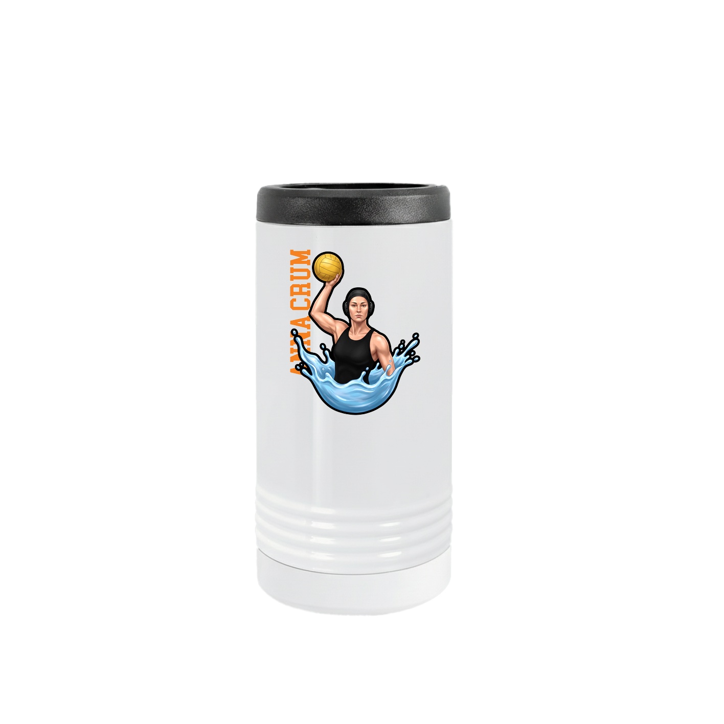 Slim Beverage Holder — Name Vertical in White