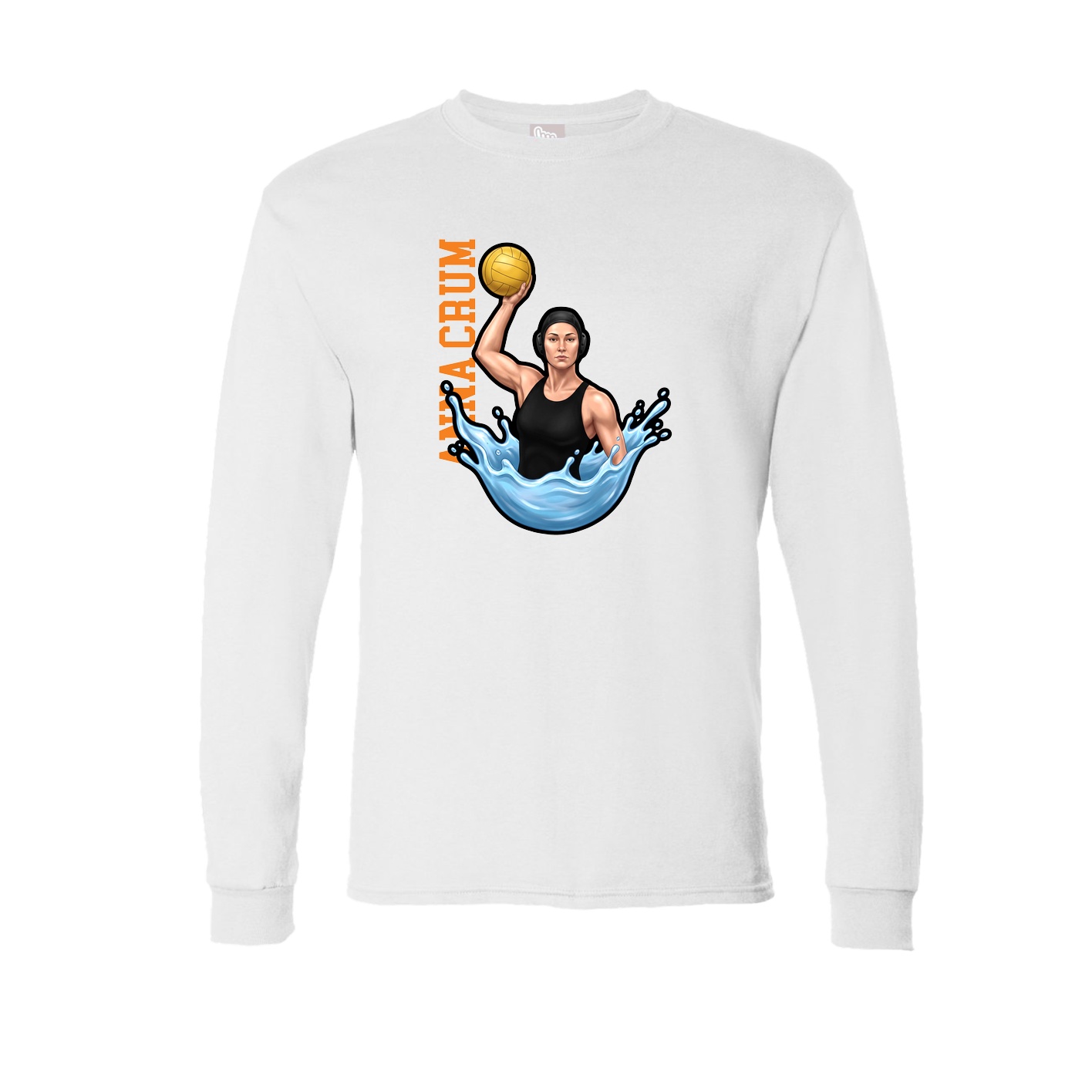 Long Sleeve Tee — Name Vertical in White