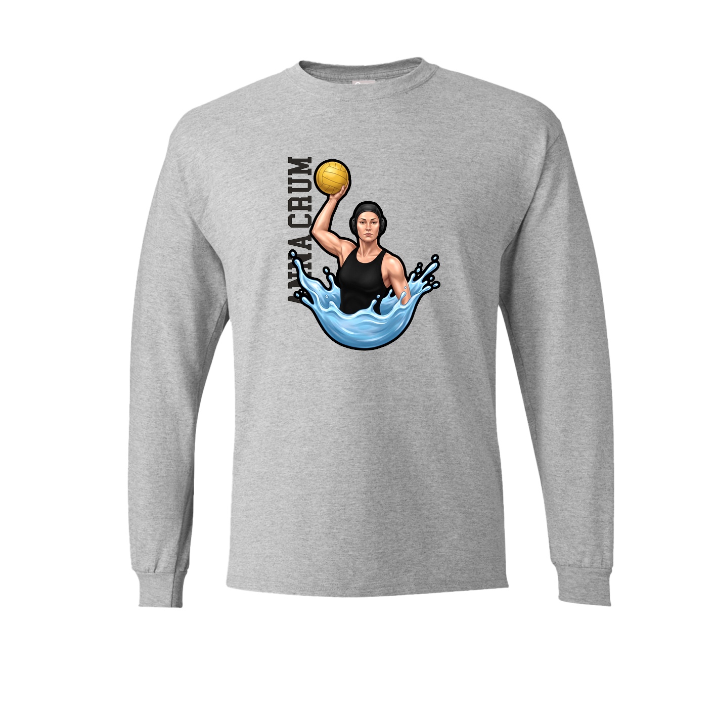 Long Sleeve Tee — Name Vertical in Grey