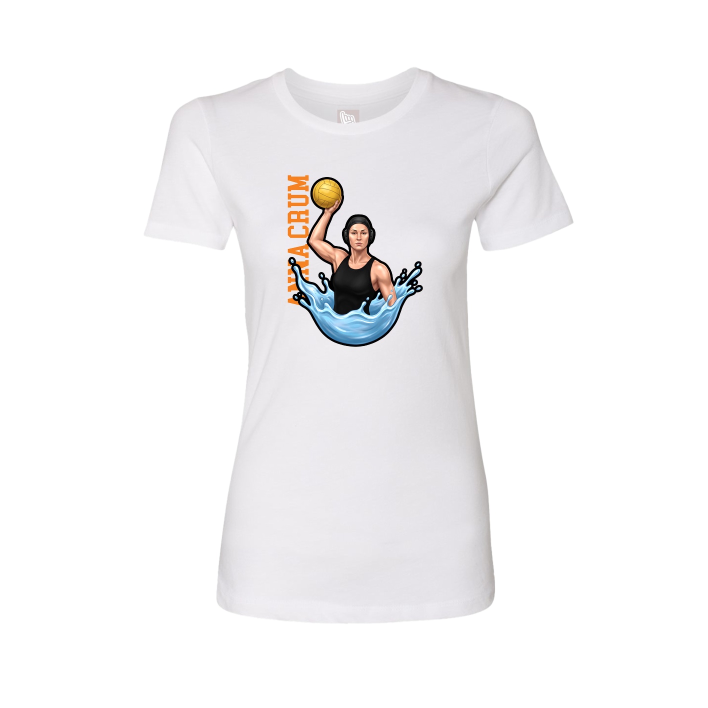 Womens Tee — Name Vertical in White
