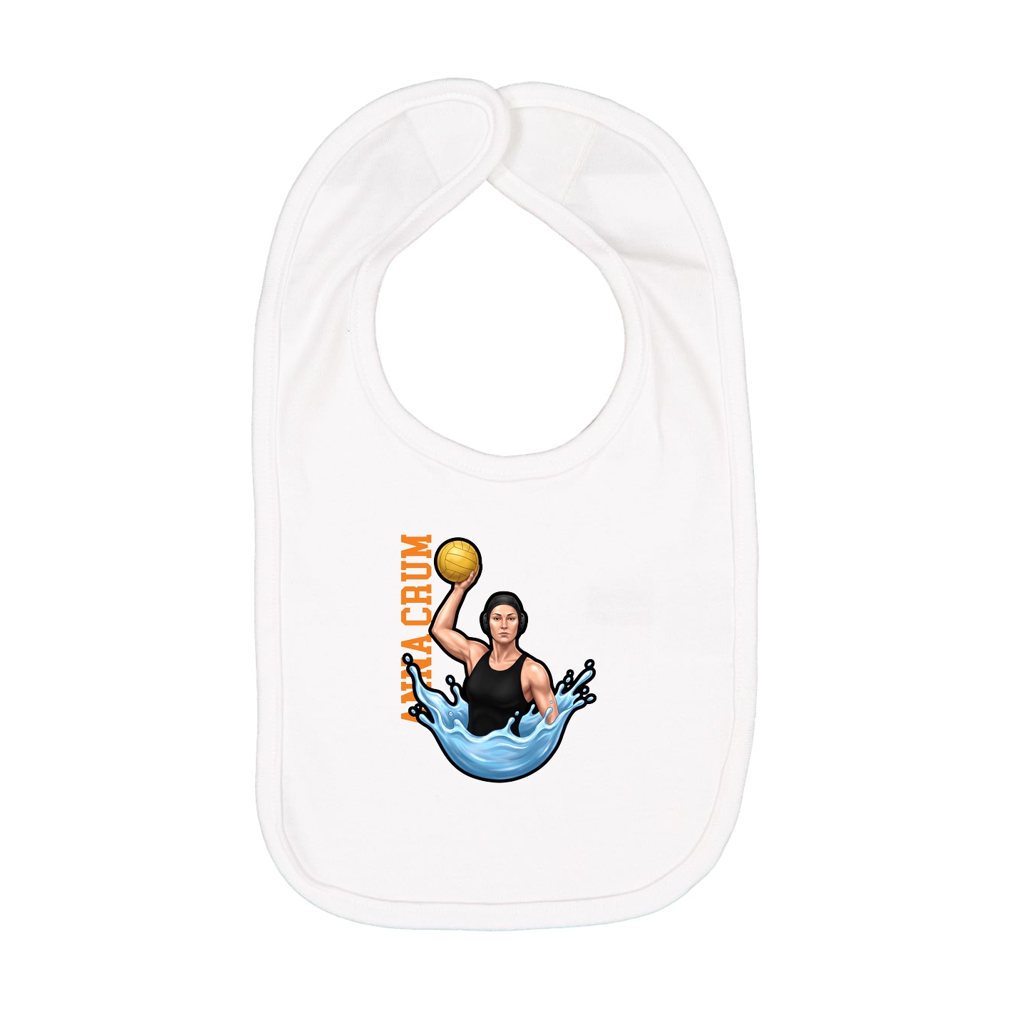 Infant Bib — Name Vertical in White