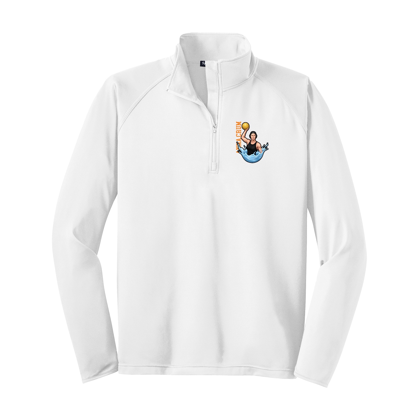 Q-Zip Pullover — Name Vertical in White