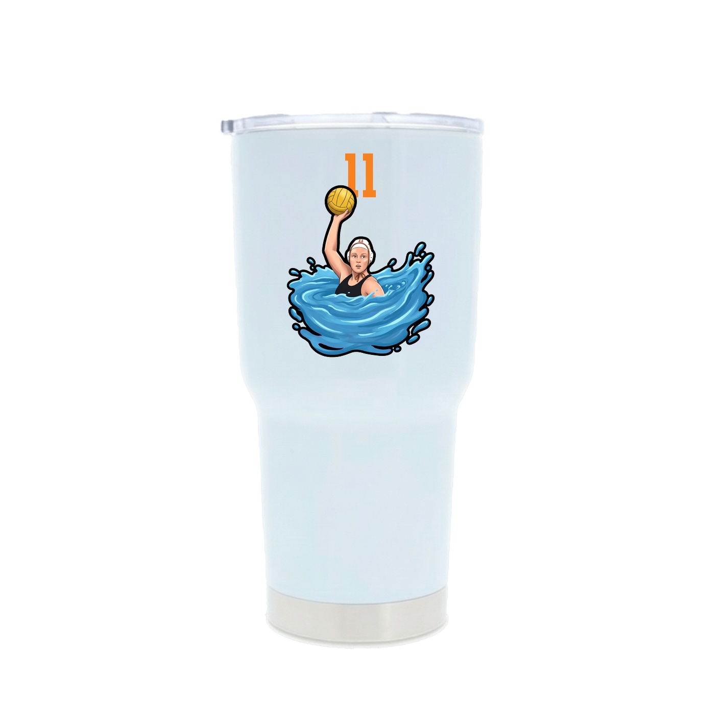 30oz Stainless Steel Tumbler — Number Top in White