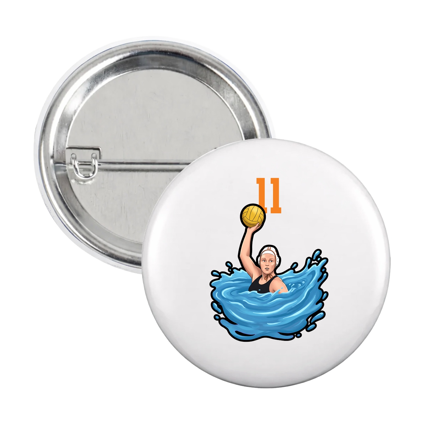 Game Day Button — Number Top in White