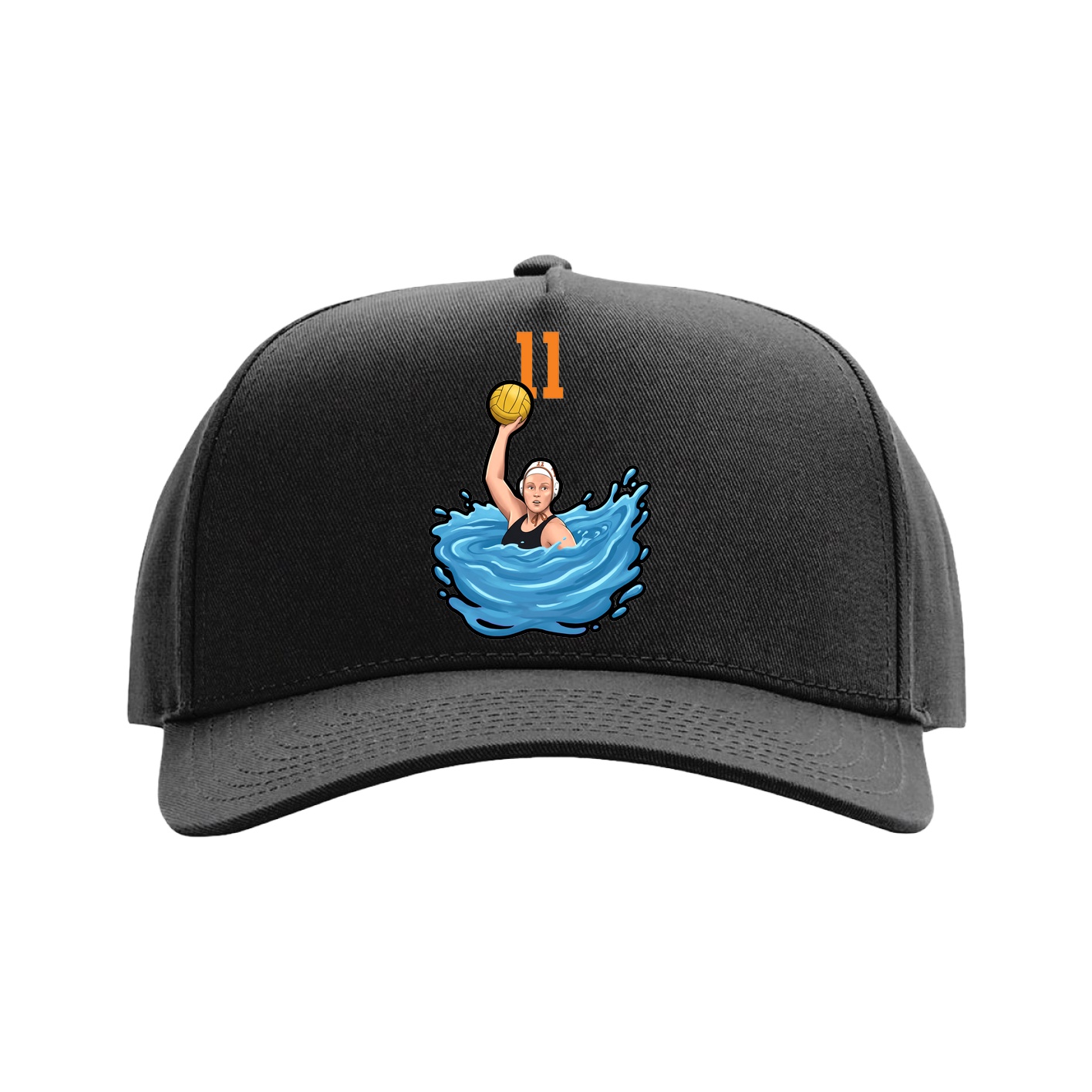 Full Fabric Five-Panel Champ Cap — Number Top in Black