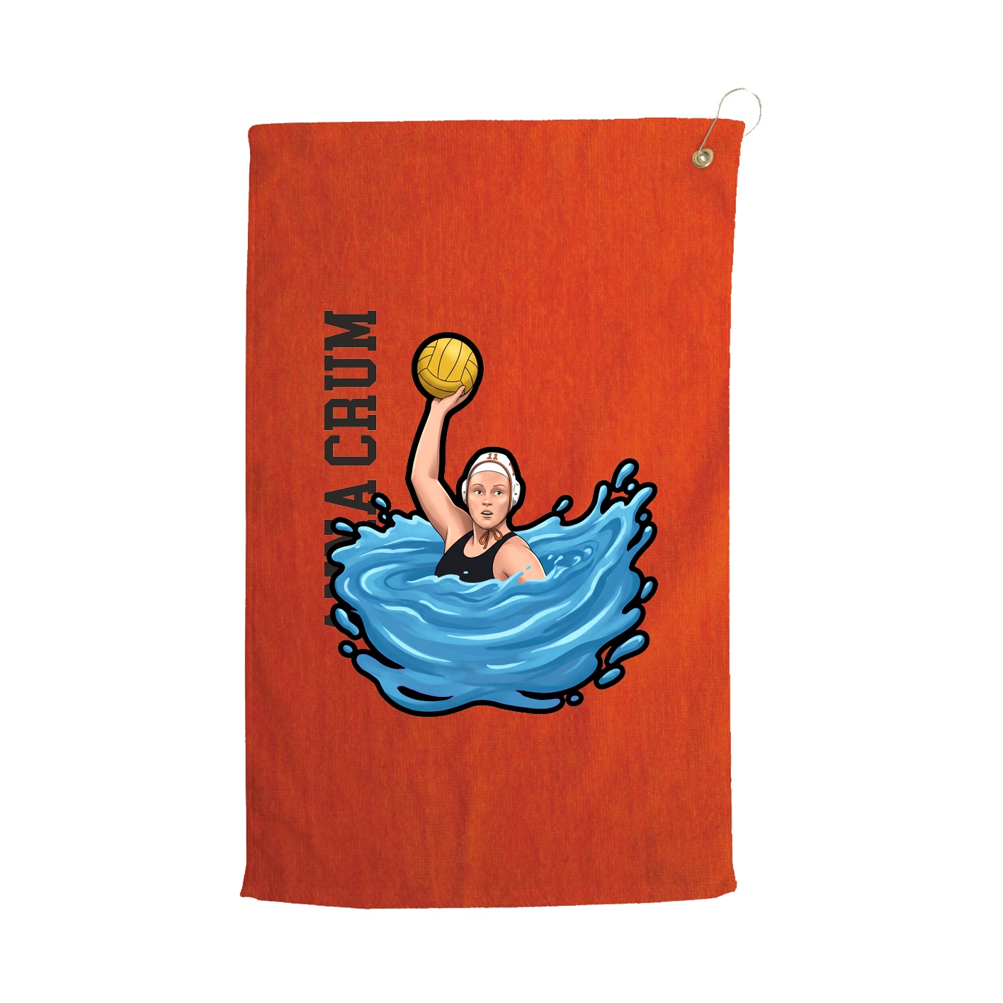 Golf Towel — Name Vertical in Orange