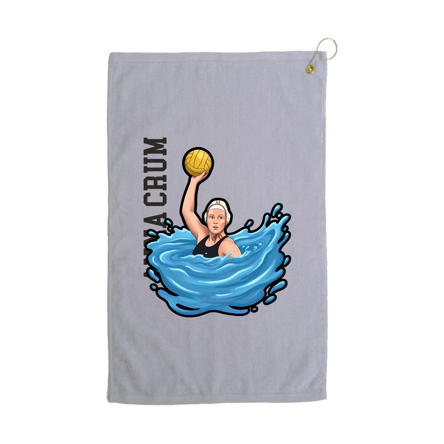 Golf Towel — Name Vertical in Grey