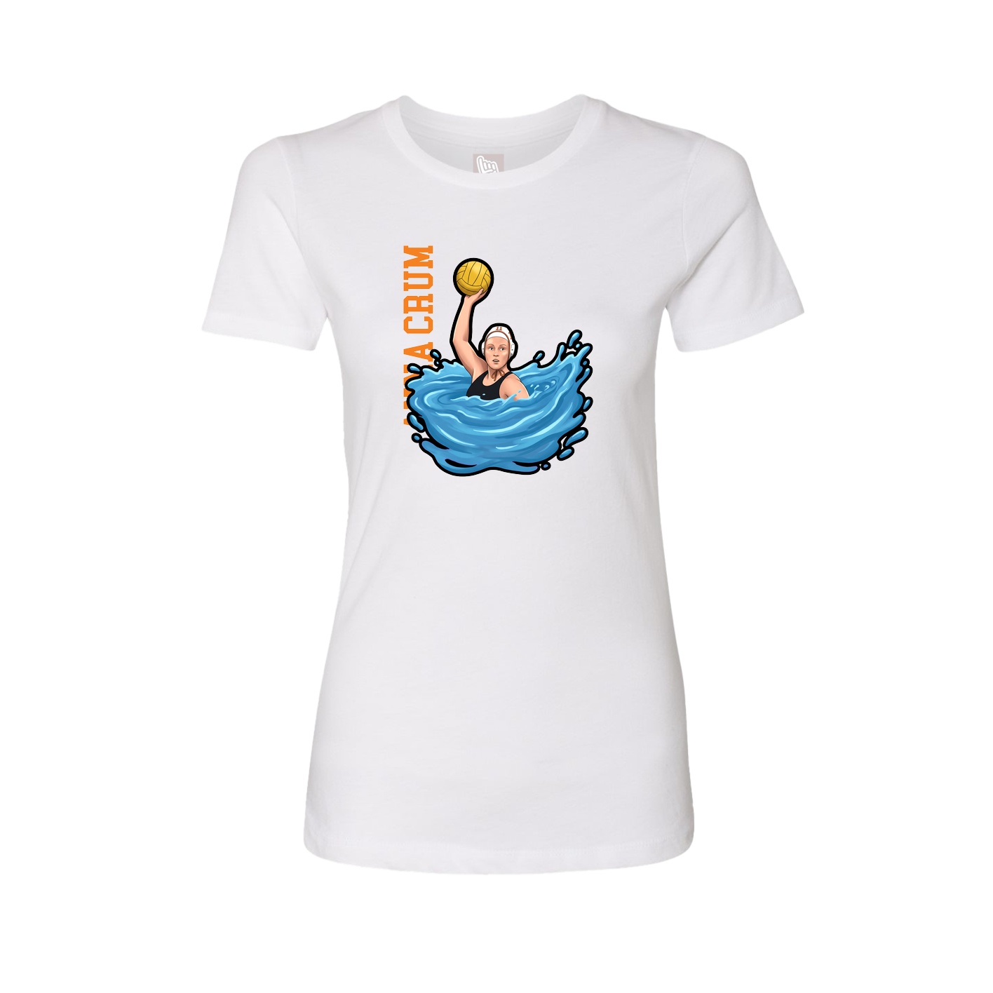 Fitted Women's Tee — Name Vertical in White