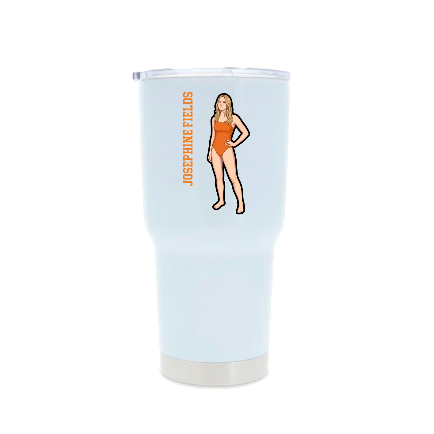 30oz Stainless Steel Tumbler — Name Vertical in White