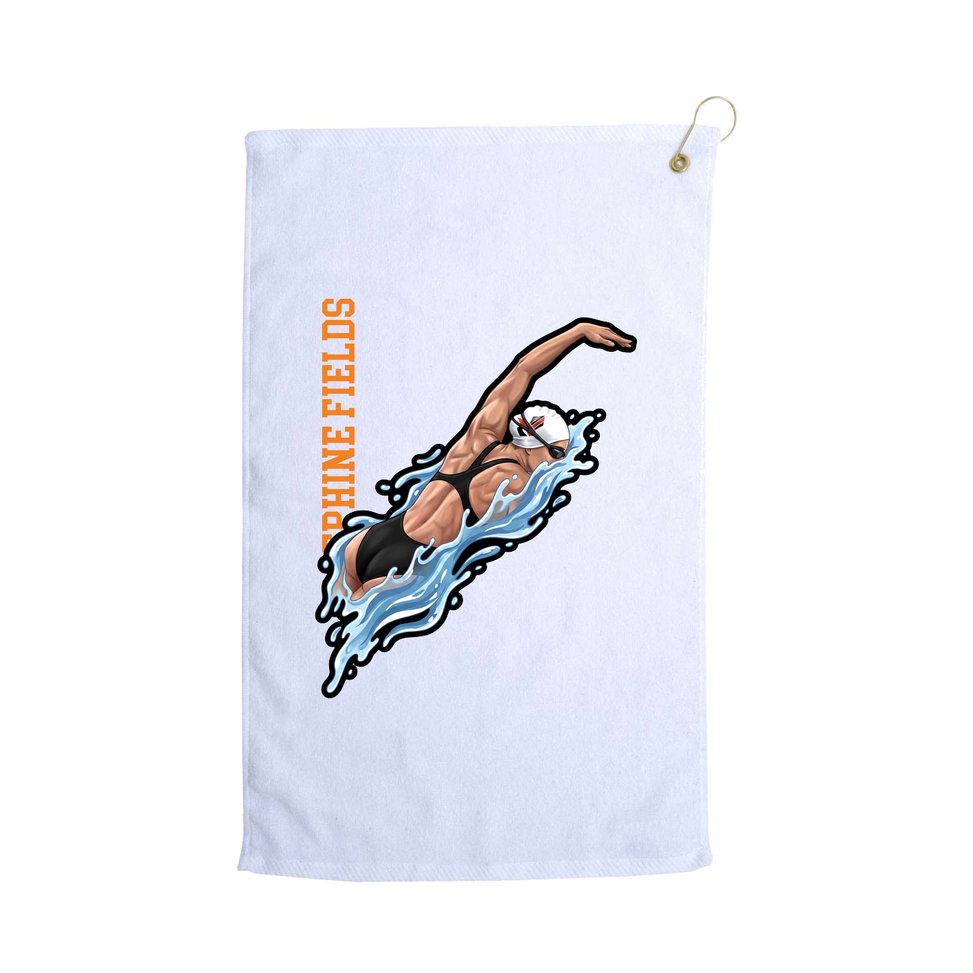 Golf Towel — Name Vertical in White