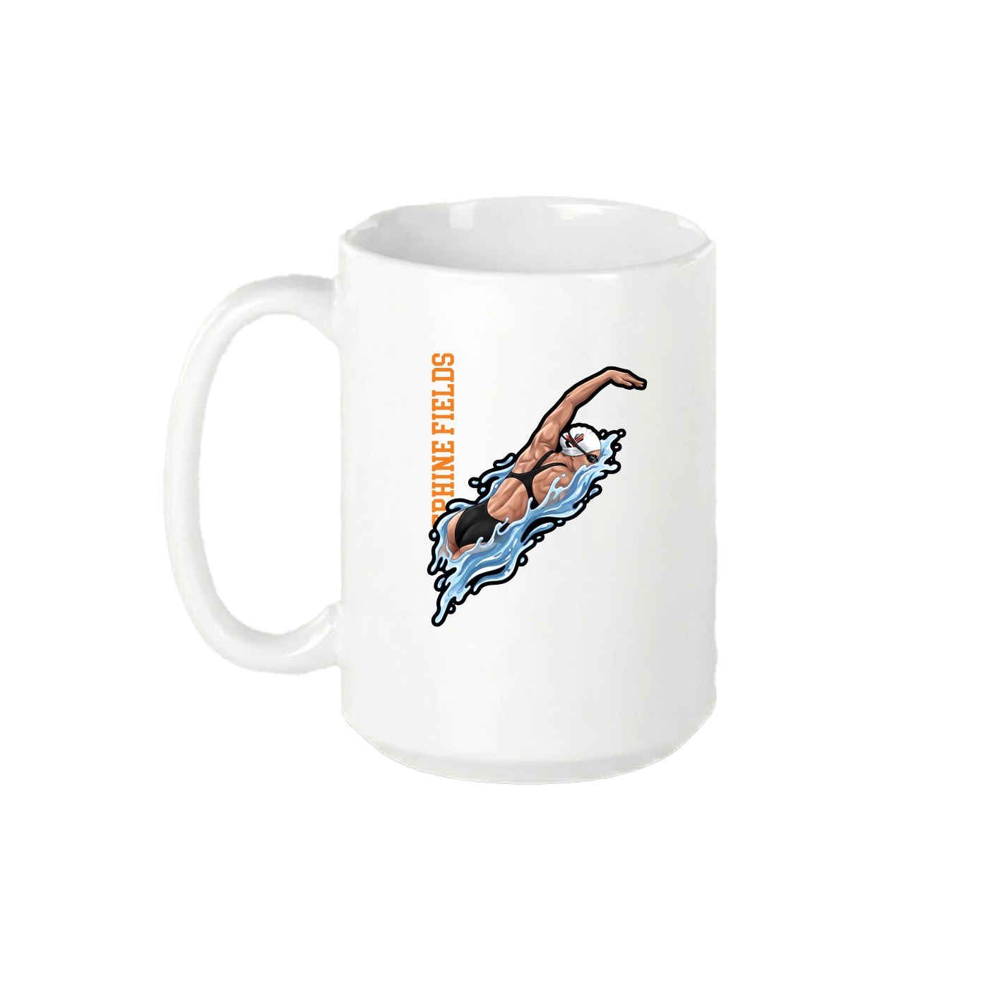 15oz Coffee Mug — Name Vertical in White