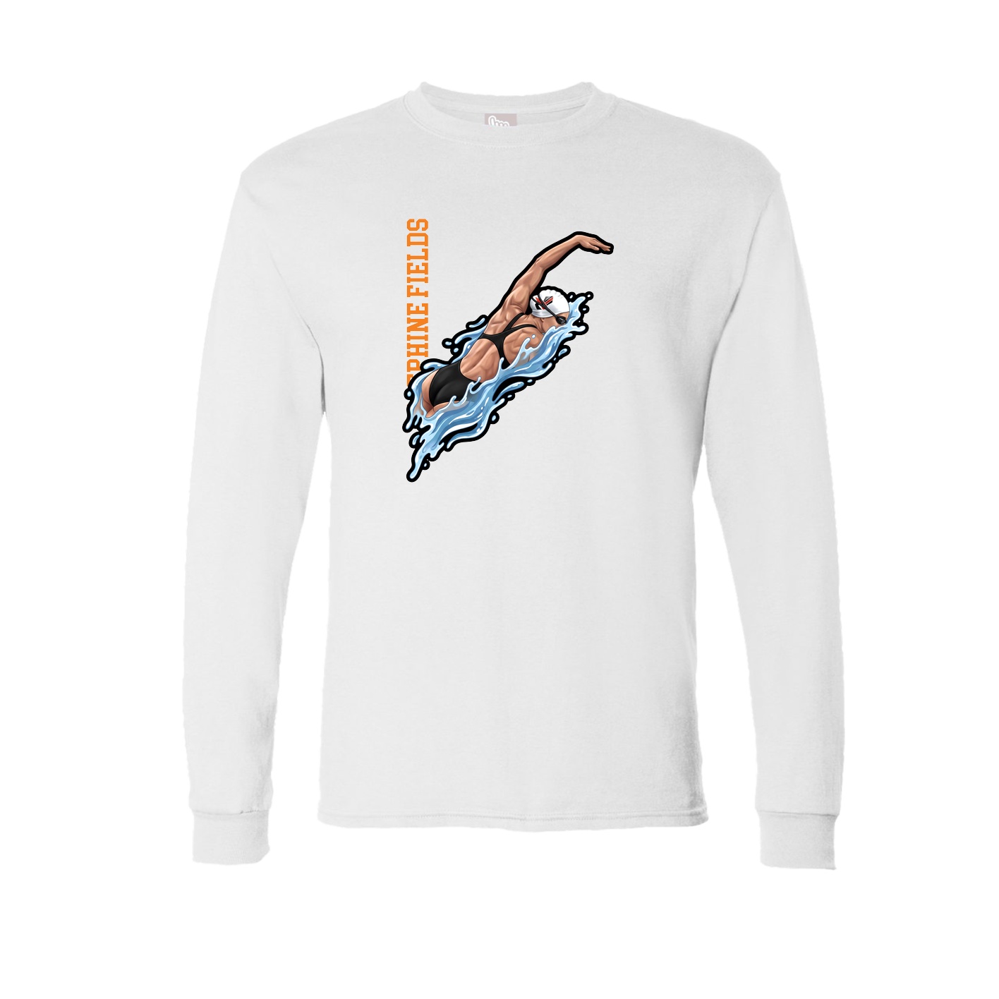 Long Sleeve Tee — Name Vertical in White