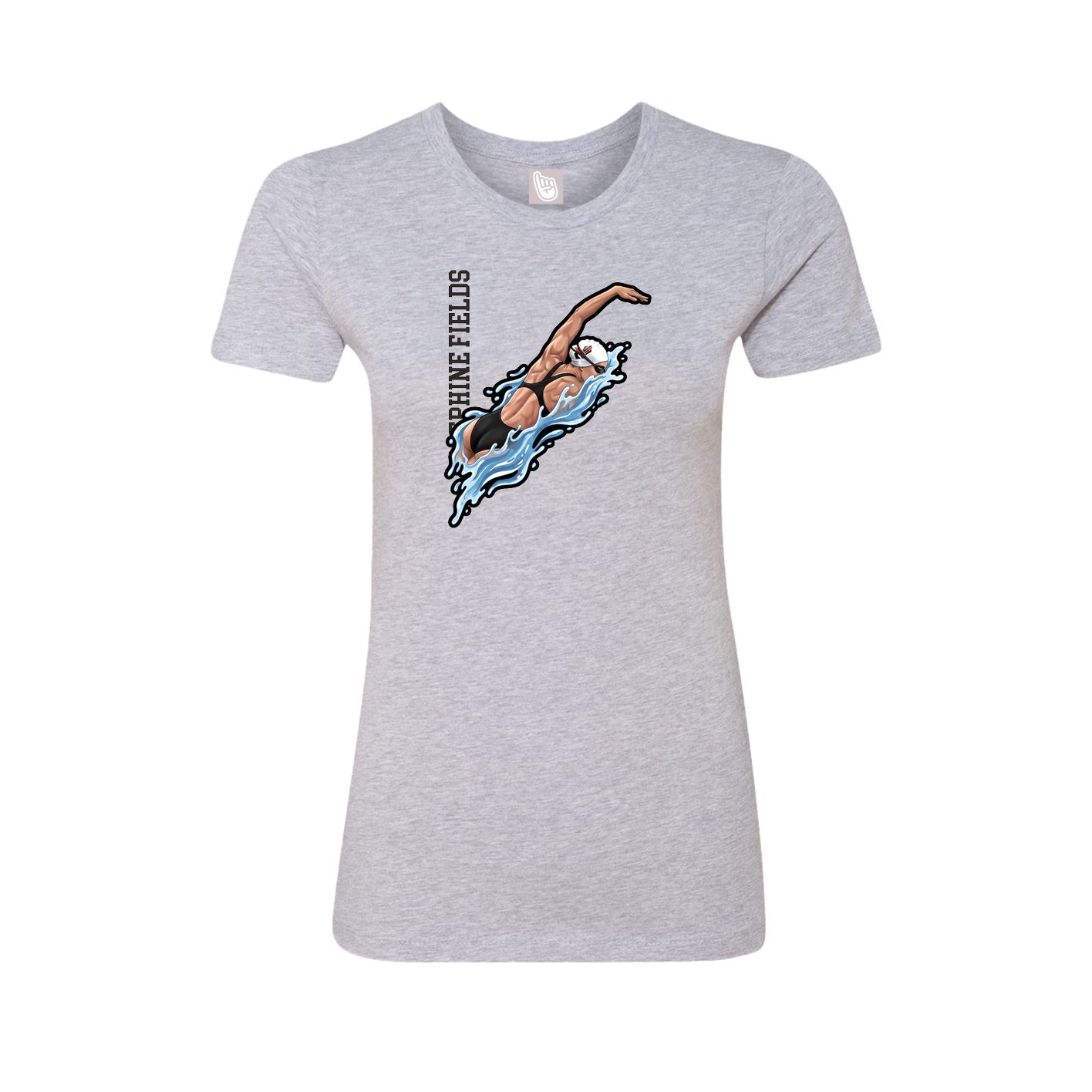 Fitted Women's Tee — Name Vertical in Grey