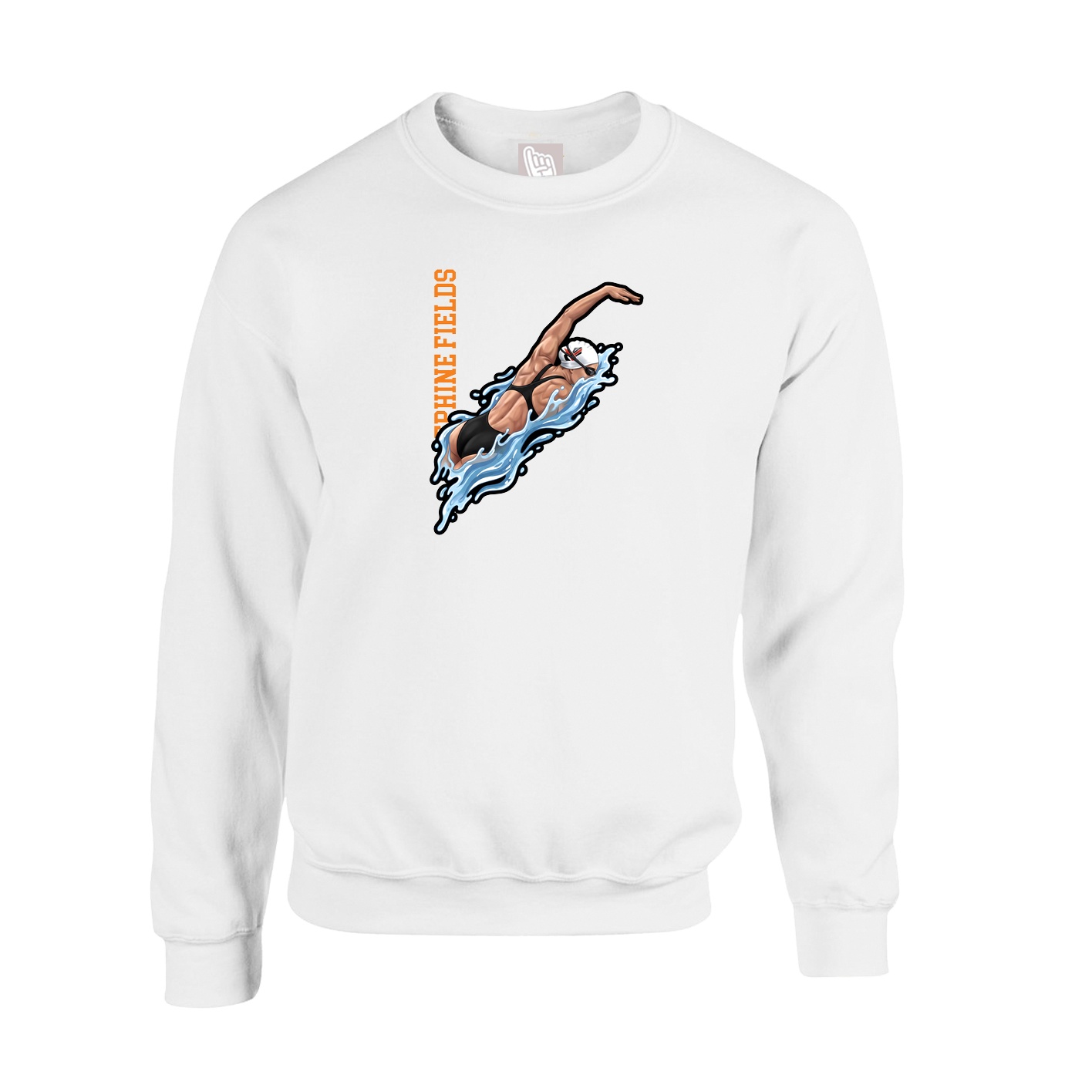 Fleece Crew — Name Vertical in White