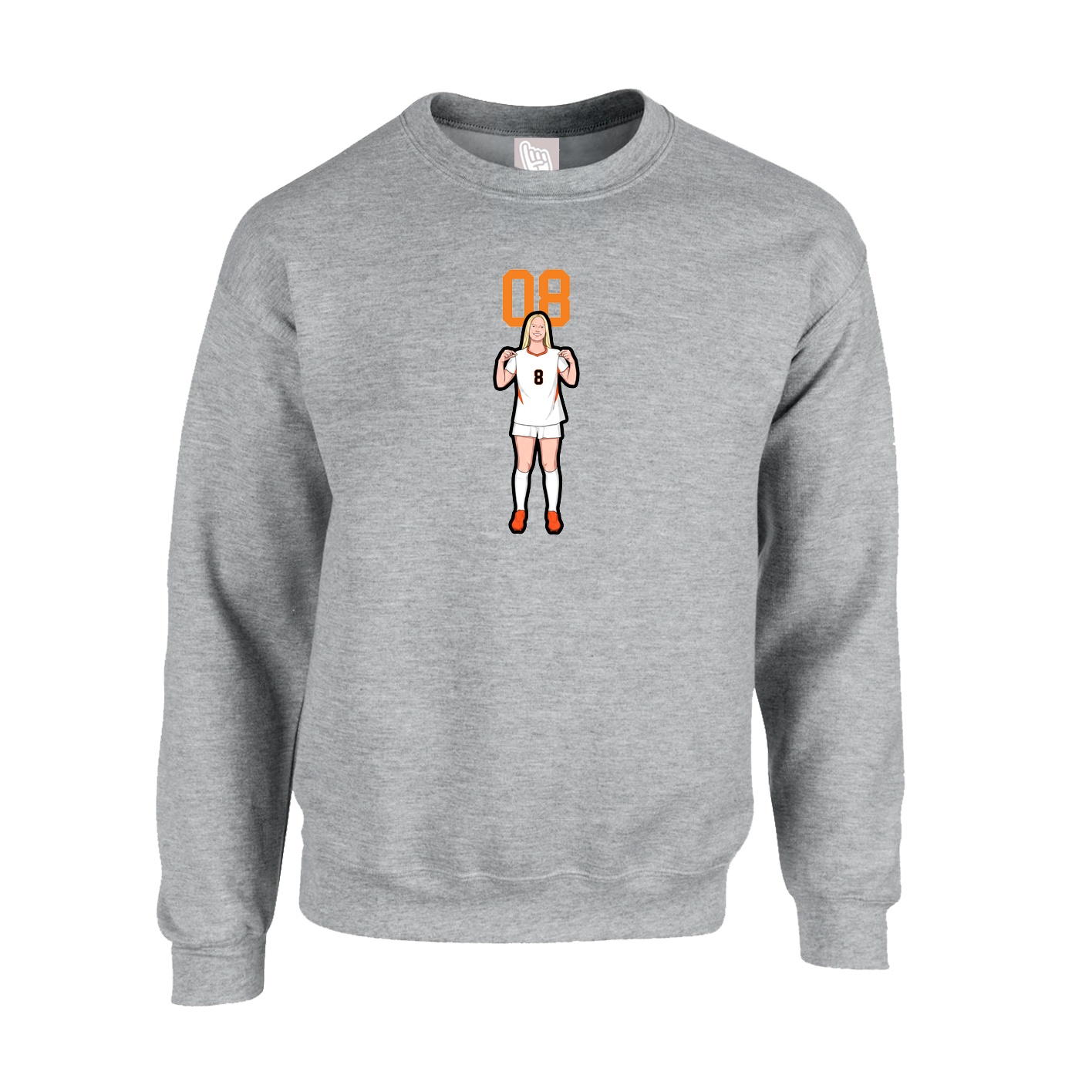 Fleece Crew — Number Top in Grey