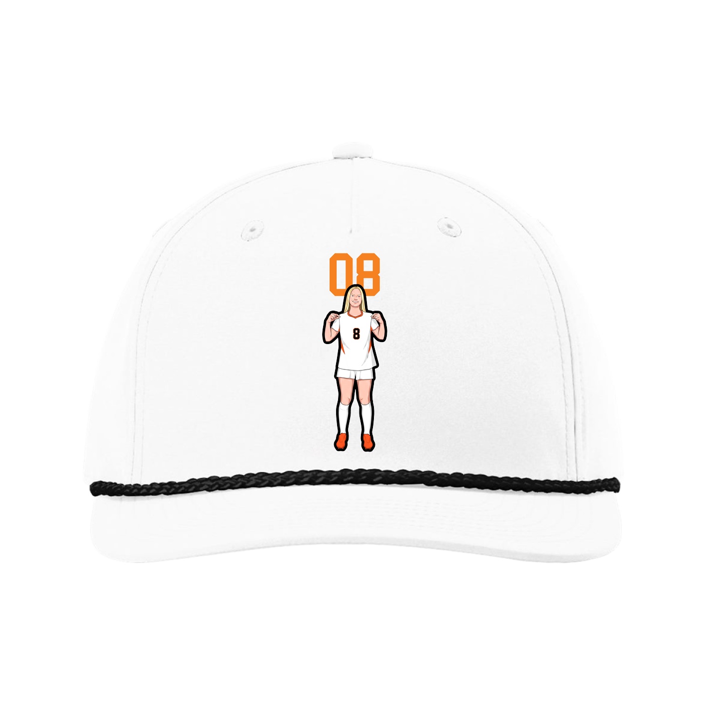 Five-Panel Classic Rope Cap — Number Top in White
