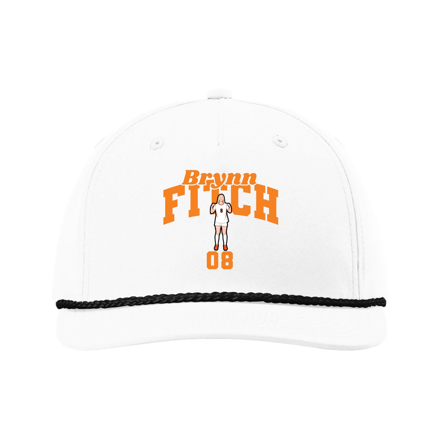 Five-Panel Classic Rope Cap — Signature Arch in White